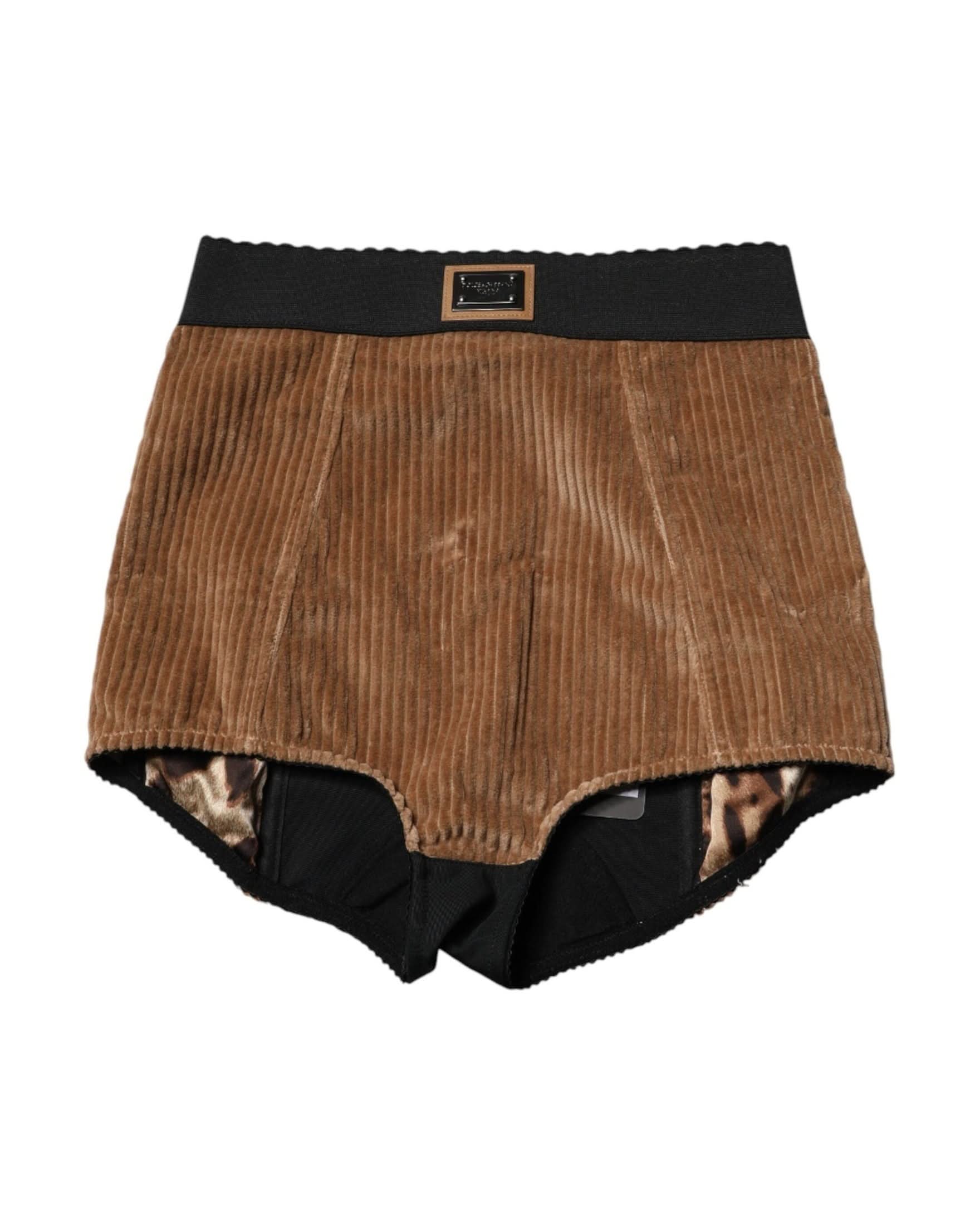 Dolce & Gabbana Brown Cotton High Waisted Hot Pant Shorts 