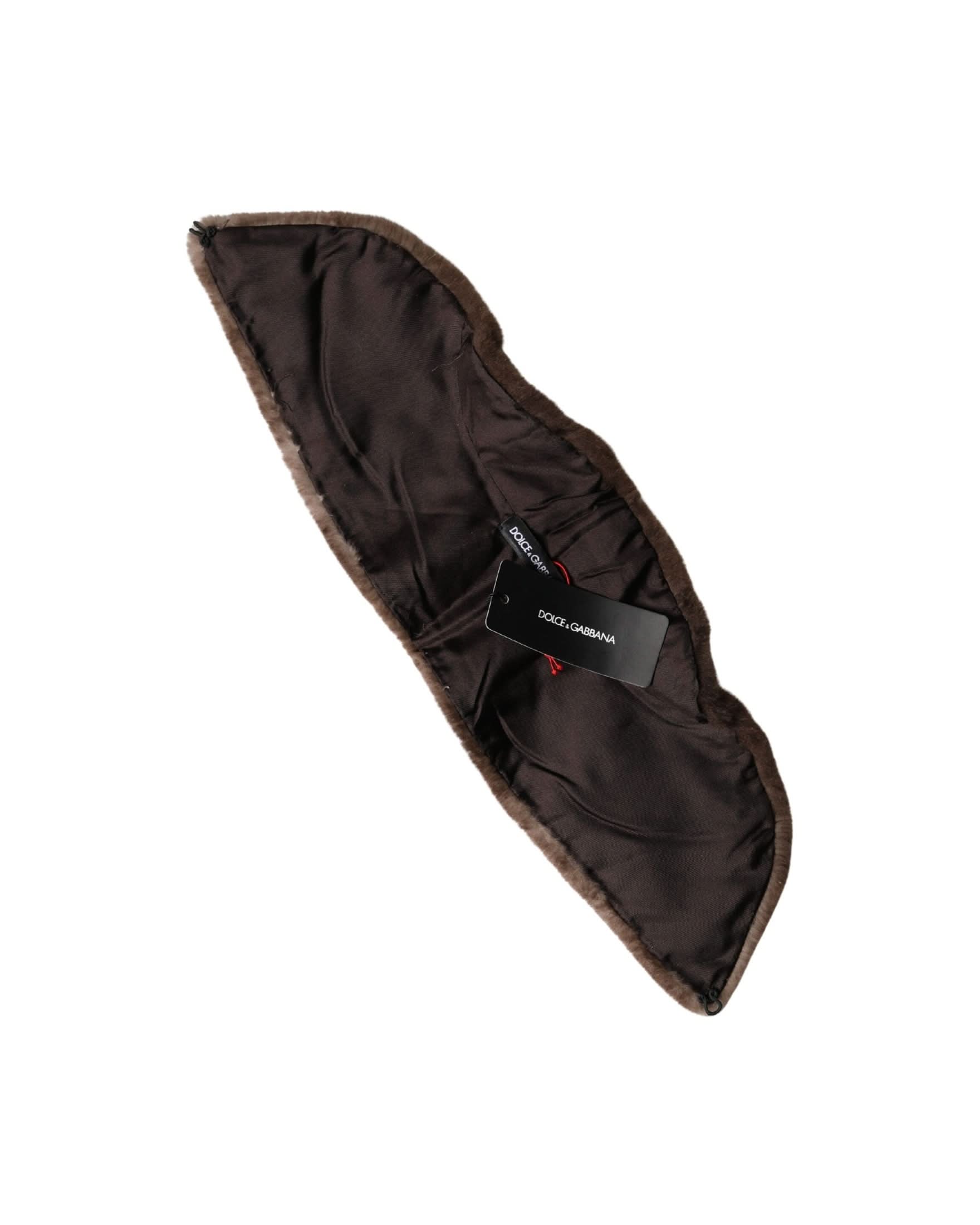 Dolce & Gabbana Brown Fur Shoulder Collar Neck Wrap Scarf 
