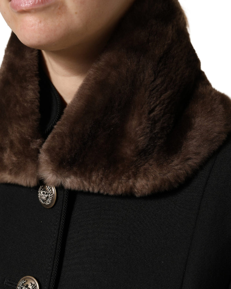 Dolce & Gabbana Brown Fur Shoulder Collar Neck Wrap Scarf 