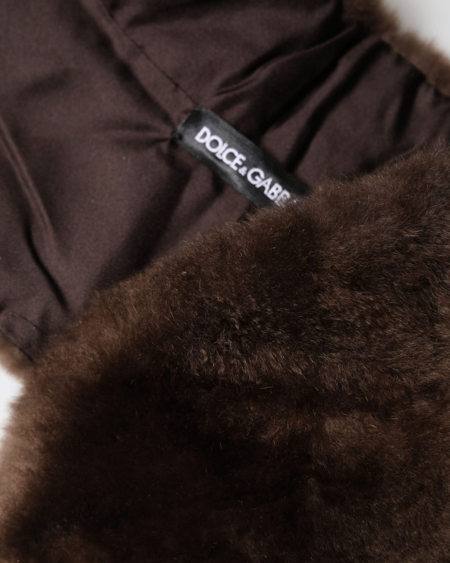 Dolce & Gabbana Brown Fur Shoulder Collar Neck Wrap Scarf 