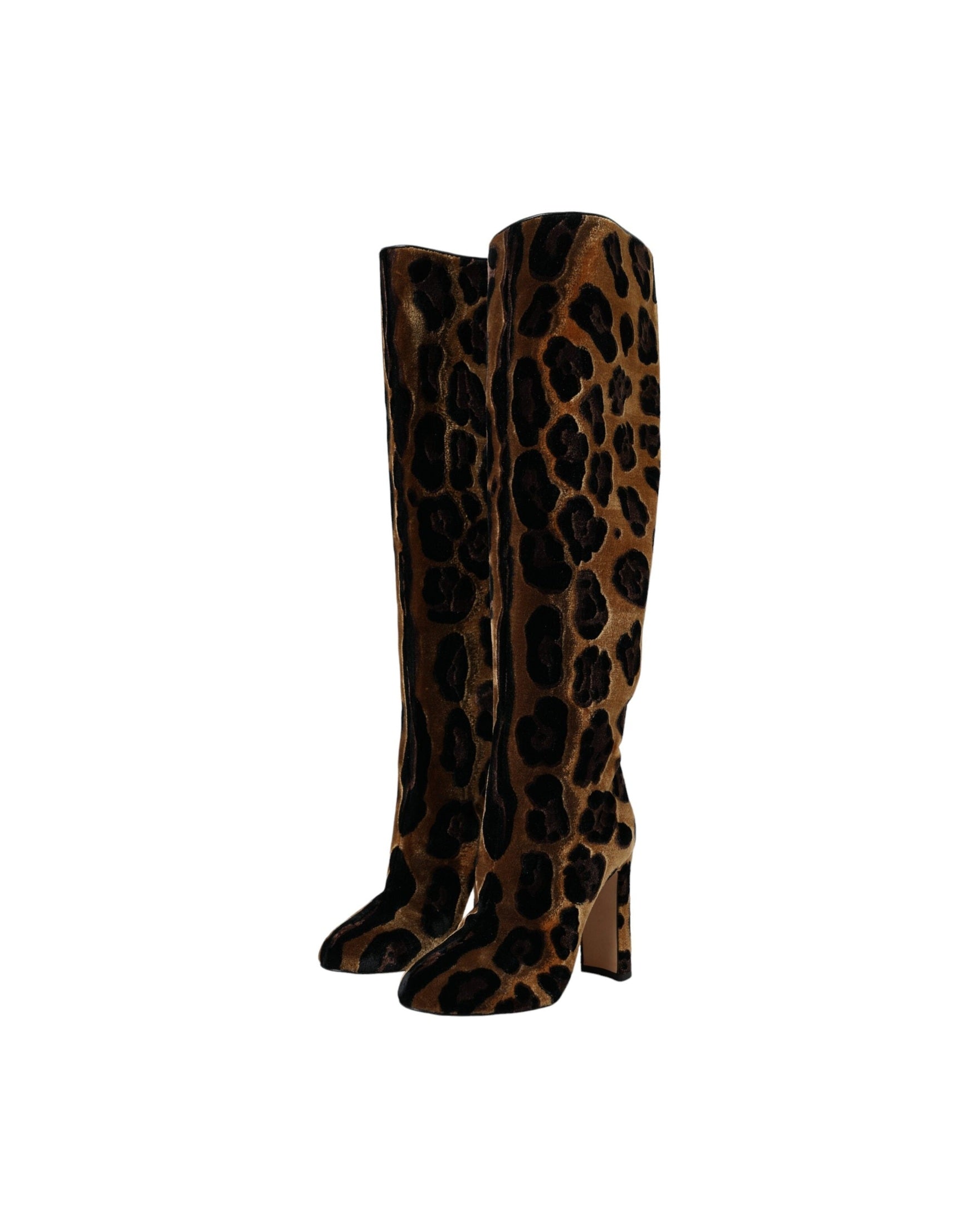 Dolce & Gabbana Brown Giraffe Velvet Leather Boots Shoes Glam Steals