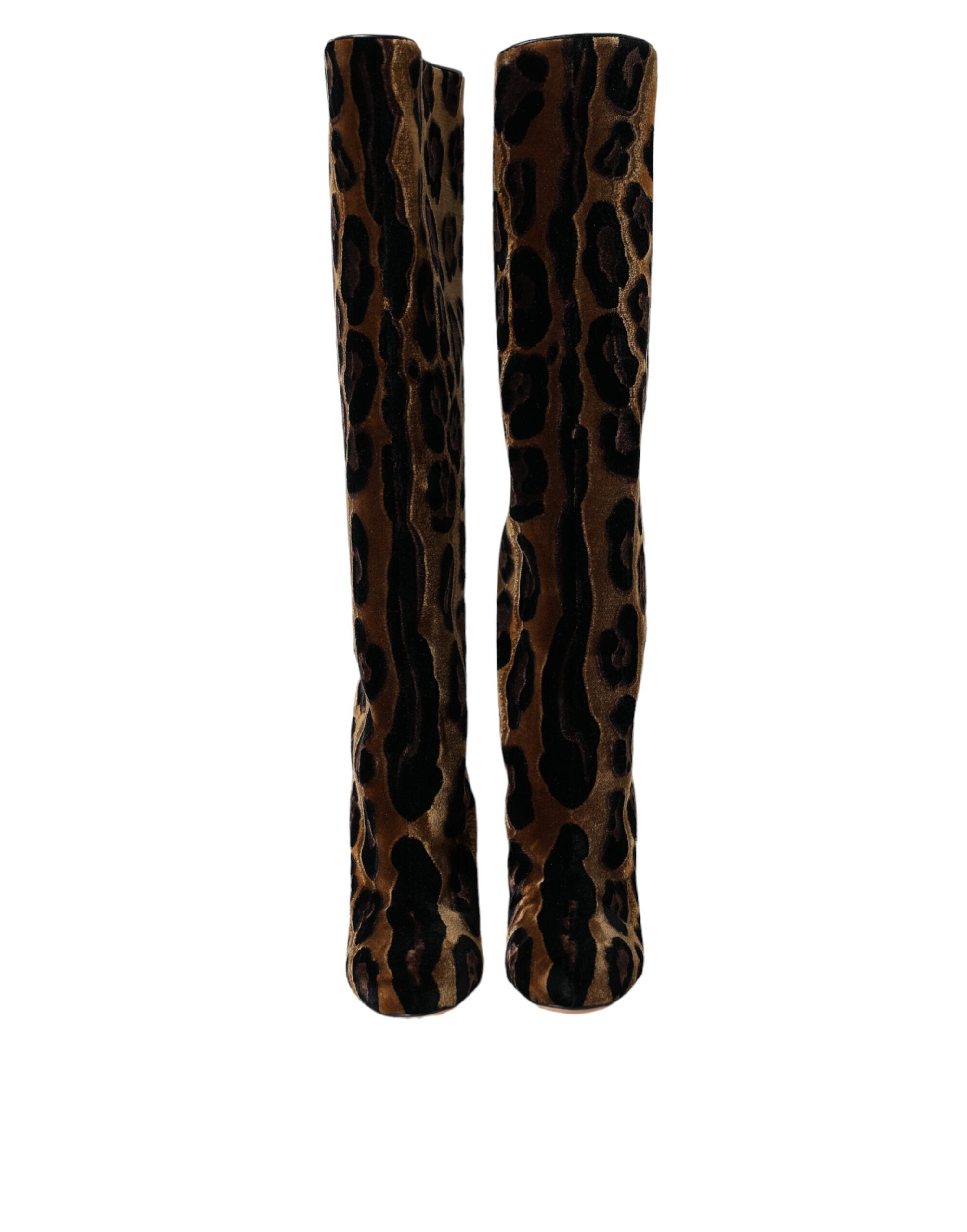 Dolce & Gabbana Brown Giraffe Velvet Leather Boots Shoes Glam Steals