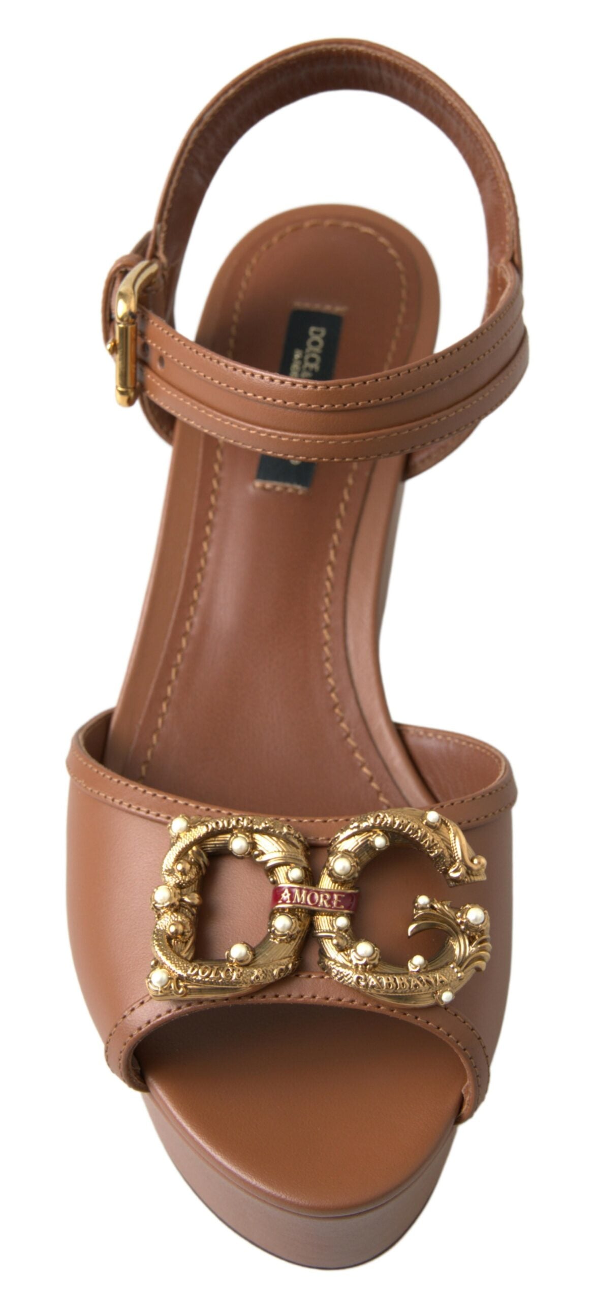 Dolce & Gabbana Brown Leather Amore Wedges Sandals Glam Steals