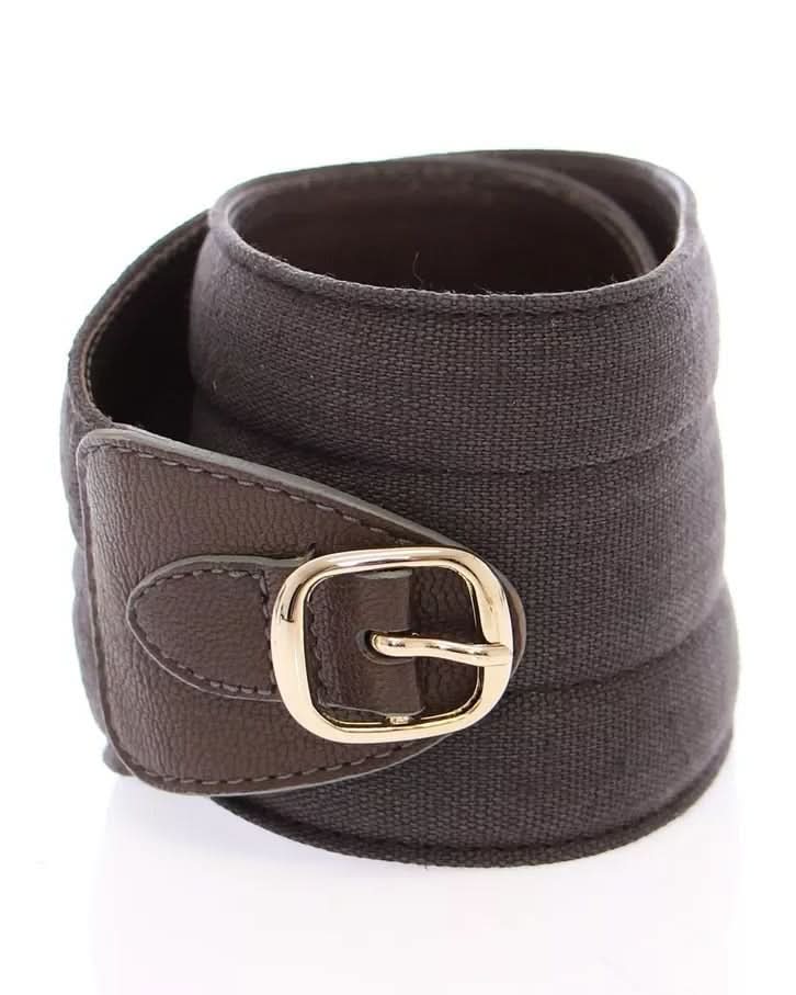 Dolce & Gabbana Brown Leather Dandg Linnen Logo Belt Belts