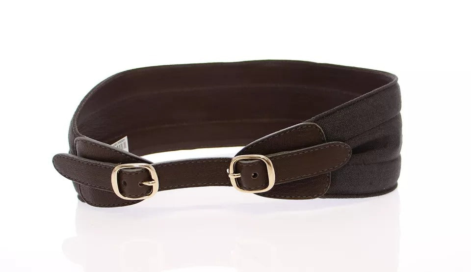 Dolce & Gabbana Brown Leather Dandg Linnen Logo Belt Glam Steals