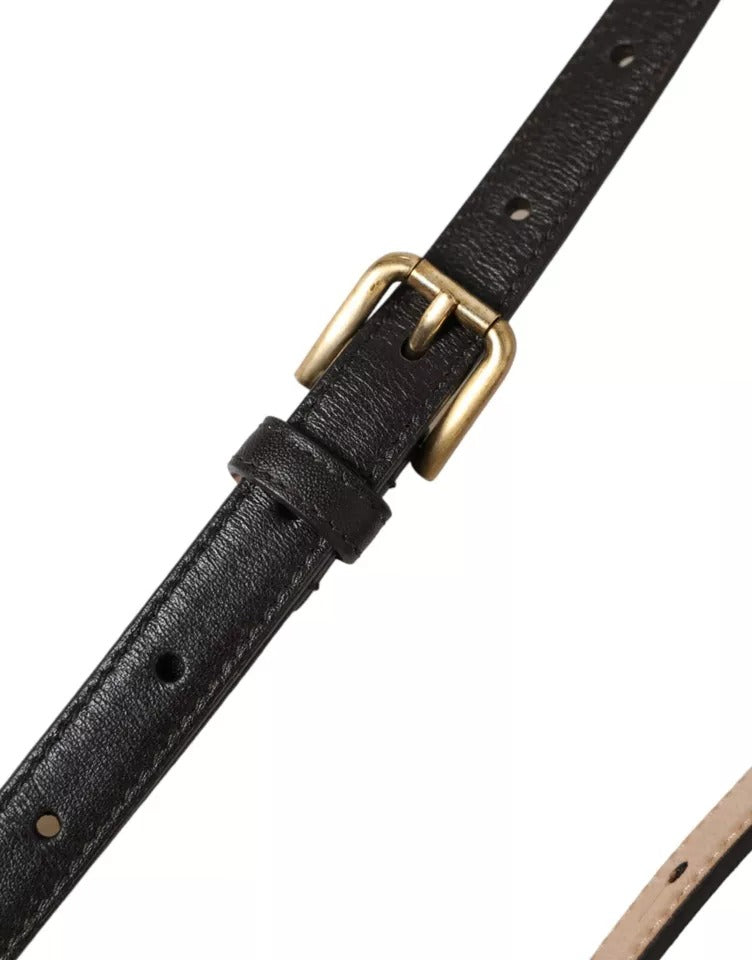 Dolce & Gabbana Brown Leather Dark Gold Metal Buckle Belt Glam Steals