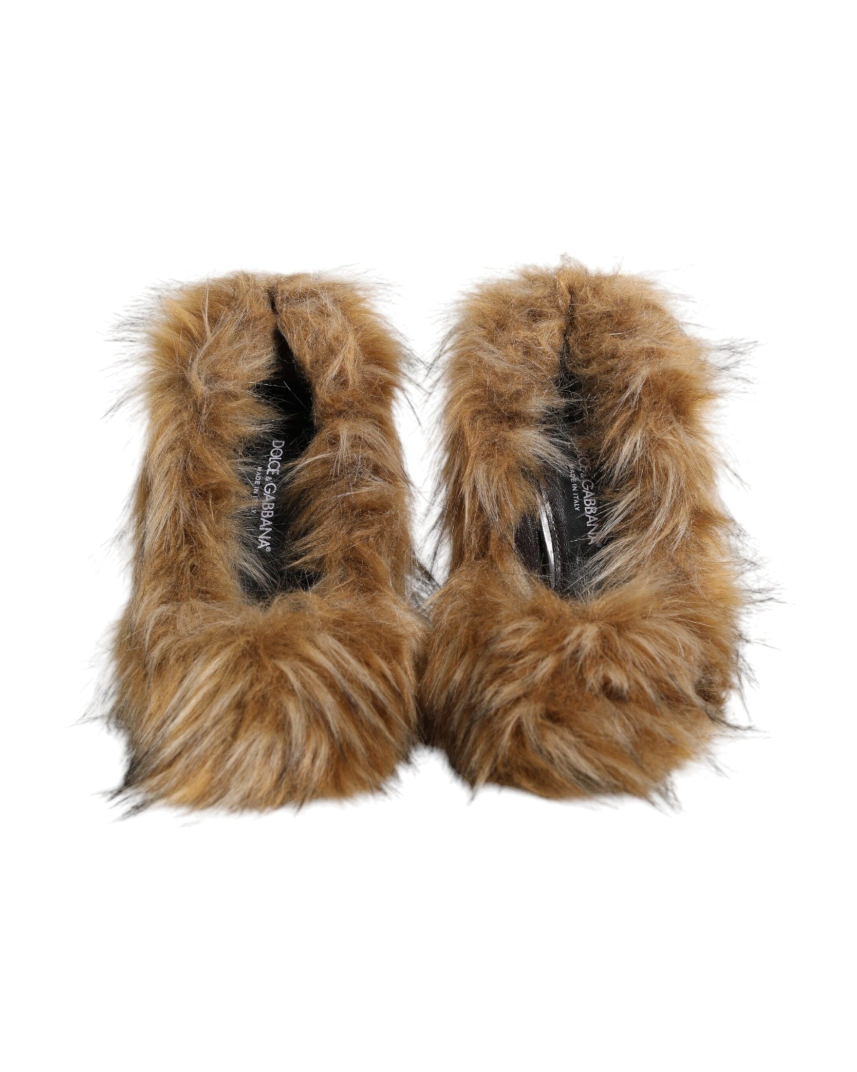 Dolce & Gabbana Brown Leather Fur High Heels Pumps Shoes Glam Steals