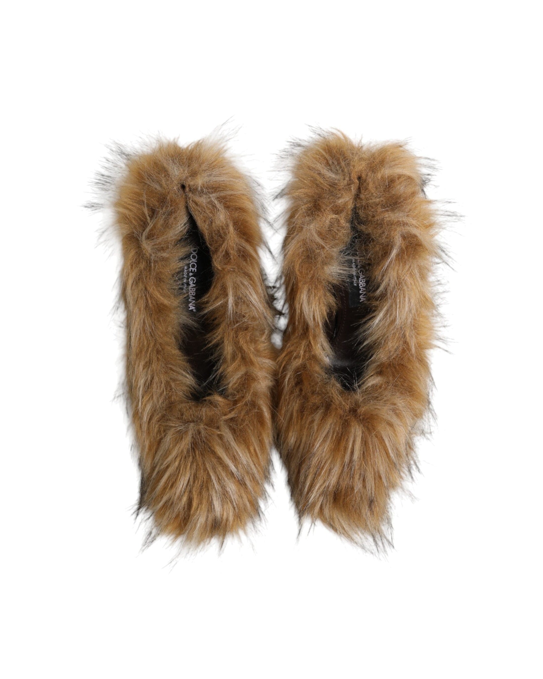 Dolce & Gabbana Brown Leather Fur High Heels Pumps Shoes Glam Steals