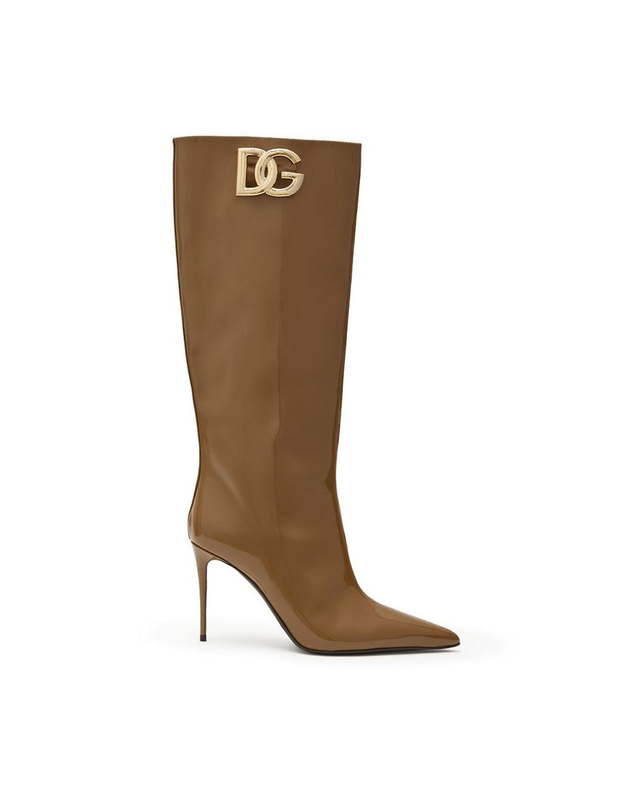 Dolce & Gabbana Brown Leather High Heel Boots Glam Steals