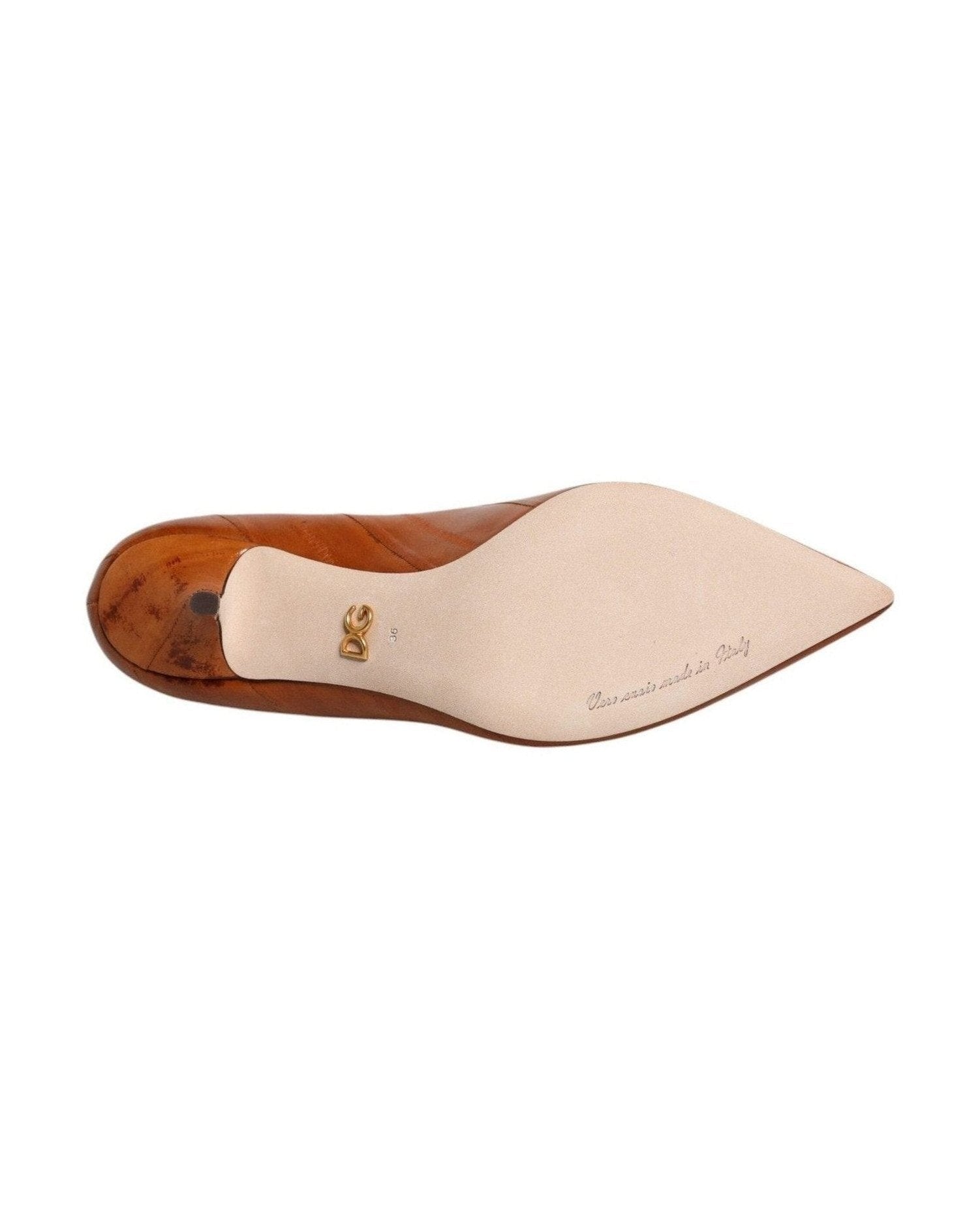 Dolce & Gabbana Brown Leather Kitten Heels Pumps Shoes Heels