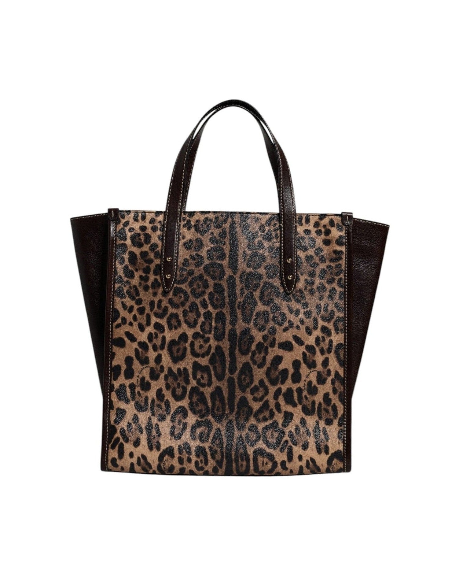 Dolce & Gabbana Brown Leather Leopard Shoulder Strap Tote Bag Glam Steals