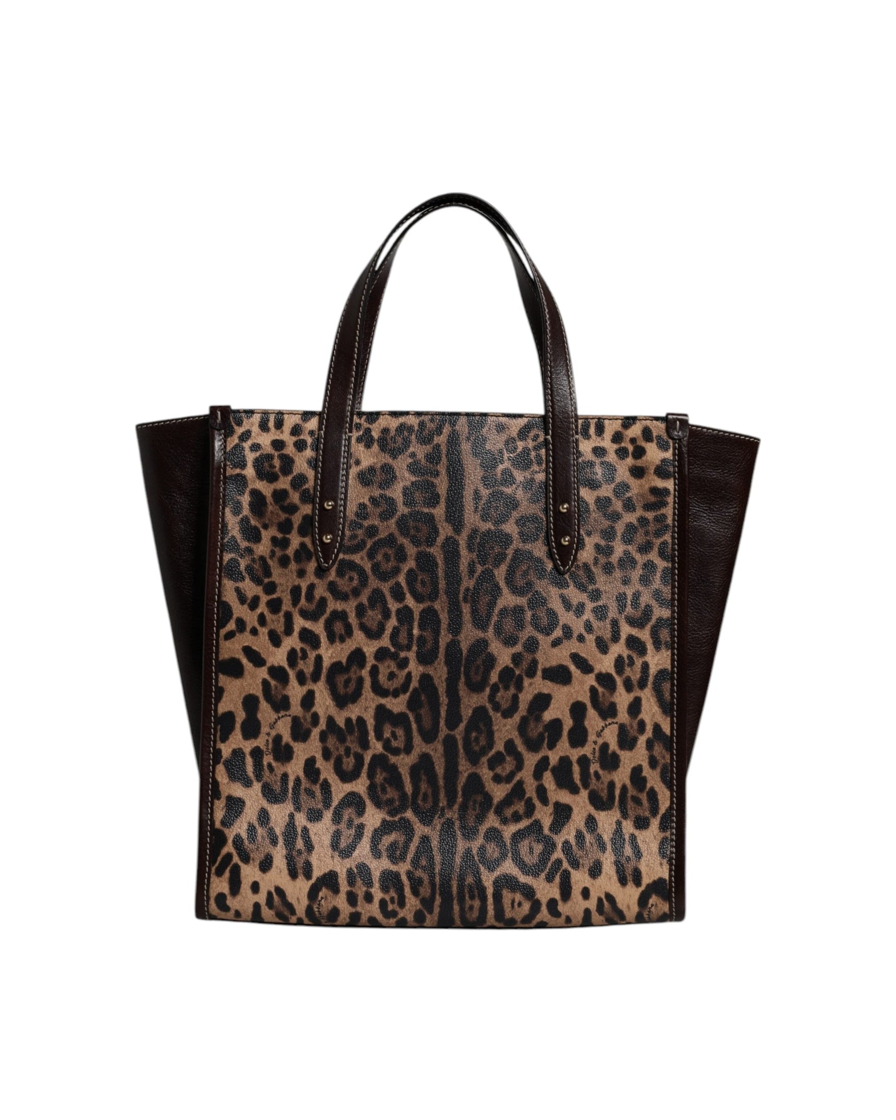 Dolce & Gabbana Brown Leather Leopard Shoulder Strap Tote Bag Glam Steals