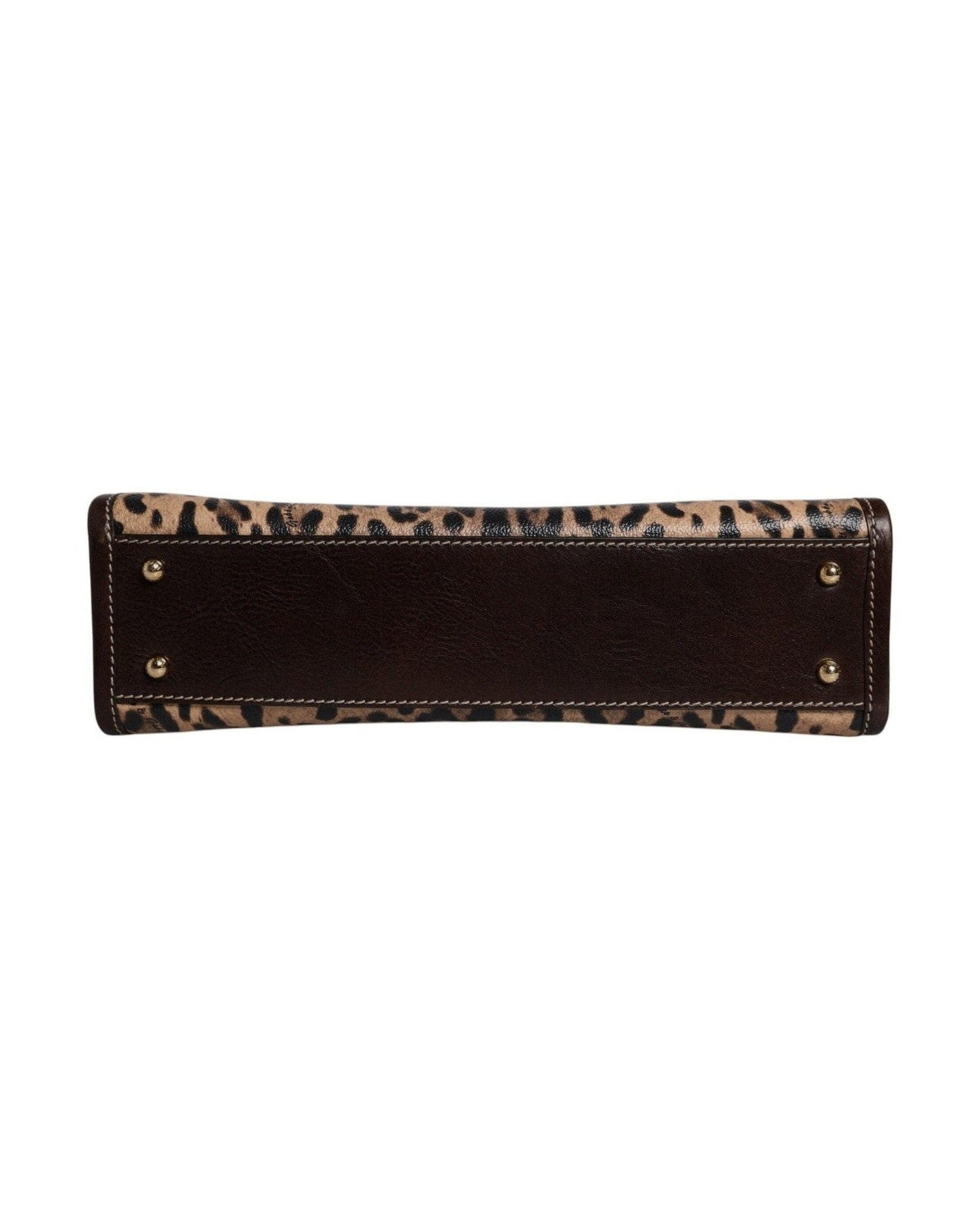 Dolce & Gabbana Brown Leather Leopard Shoulder Strap Tote Bag Glam Steals