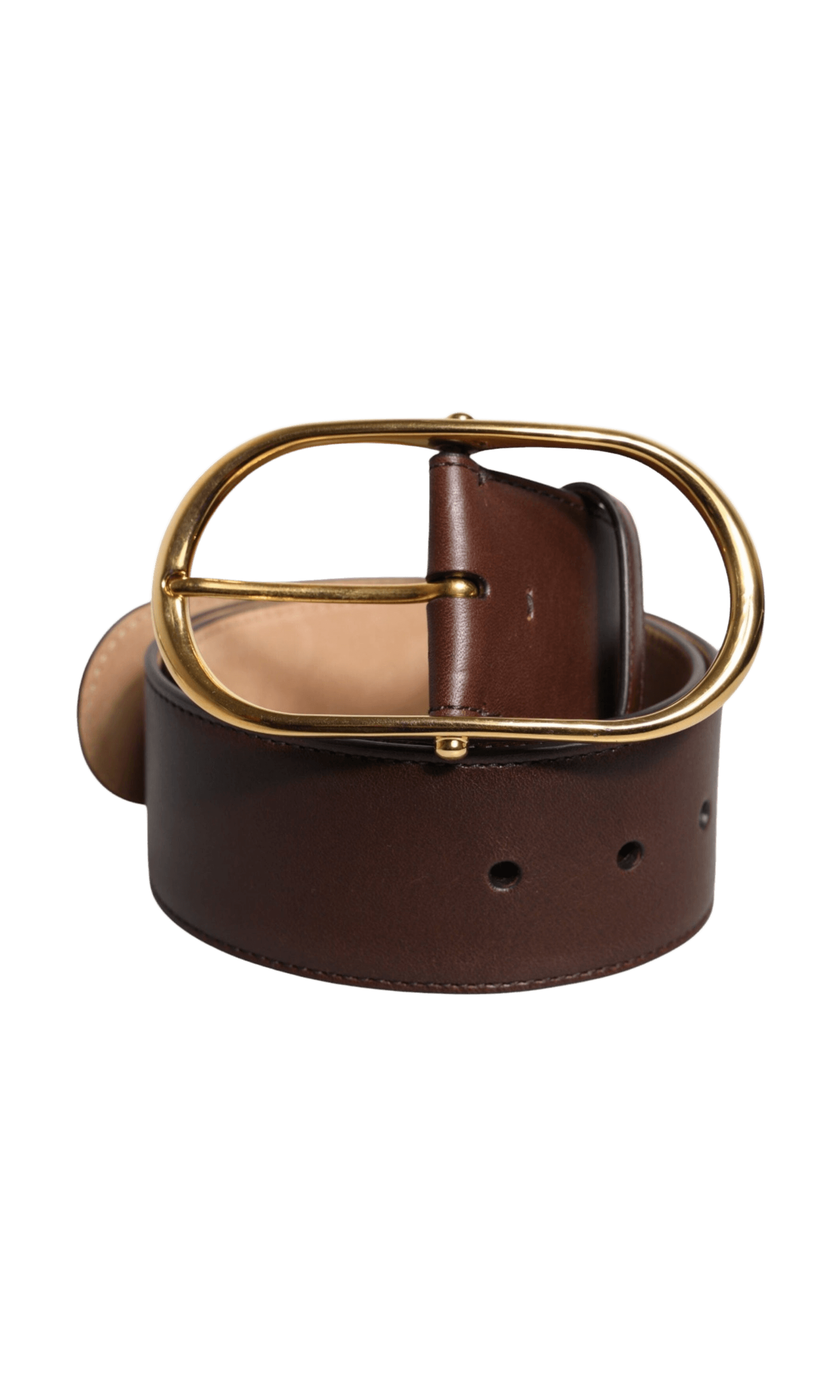 Dolce & Gabbana Brown Leather Waist Gold Metal Buckle Belt Glam Steals