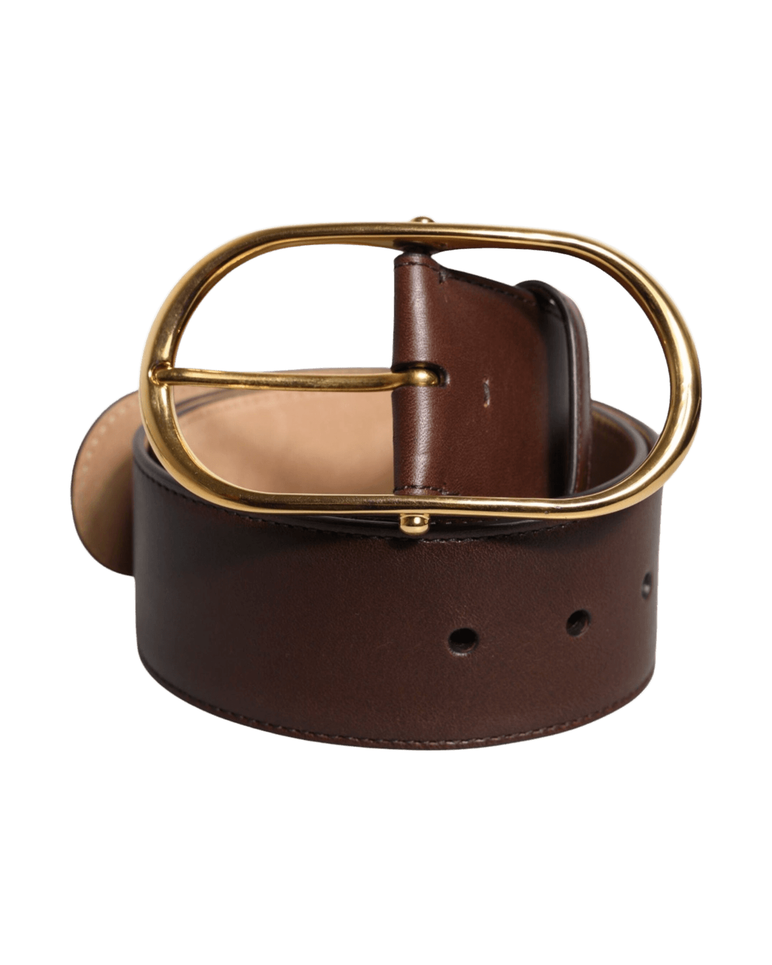 Dolce & Gabbana Brown Leather Waist Gold Metal Buckle Belt Glam Steals