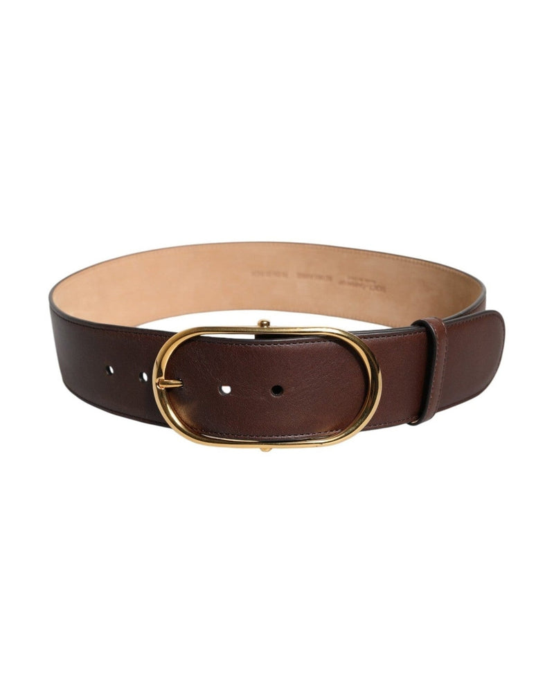 Dolce & Gabbana Brown Leather Waist Gold Metal Buckle Belt Glam Steals