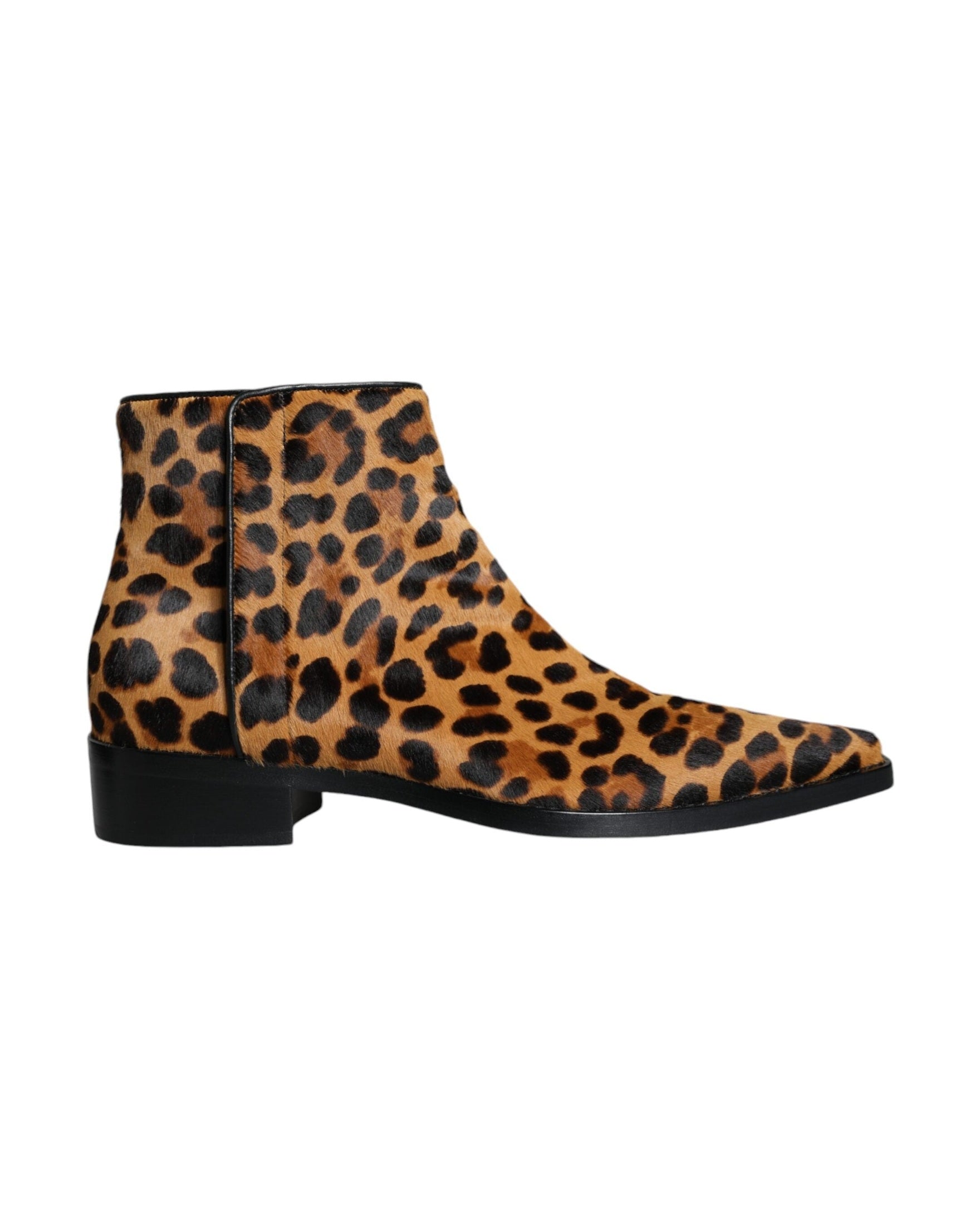 Dolce & Gabbana Brown Leopard Calf Fur Ankle Boots Shoes Glam Steals