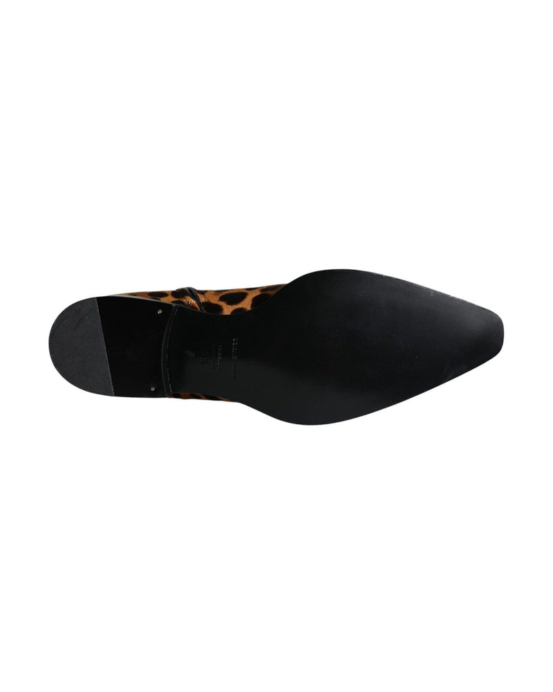 Dolce & Gabbana Brown Leopard Calf Fur Ankle Boots Shoes Glam Steals