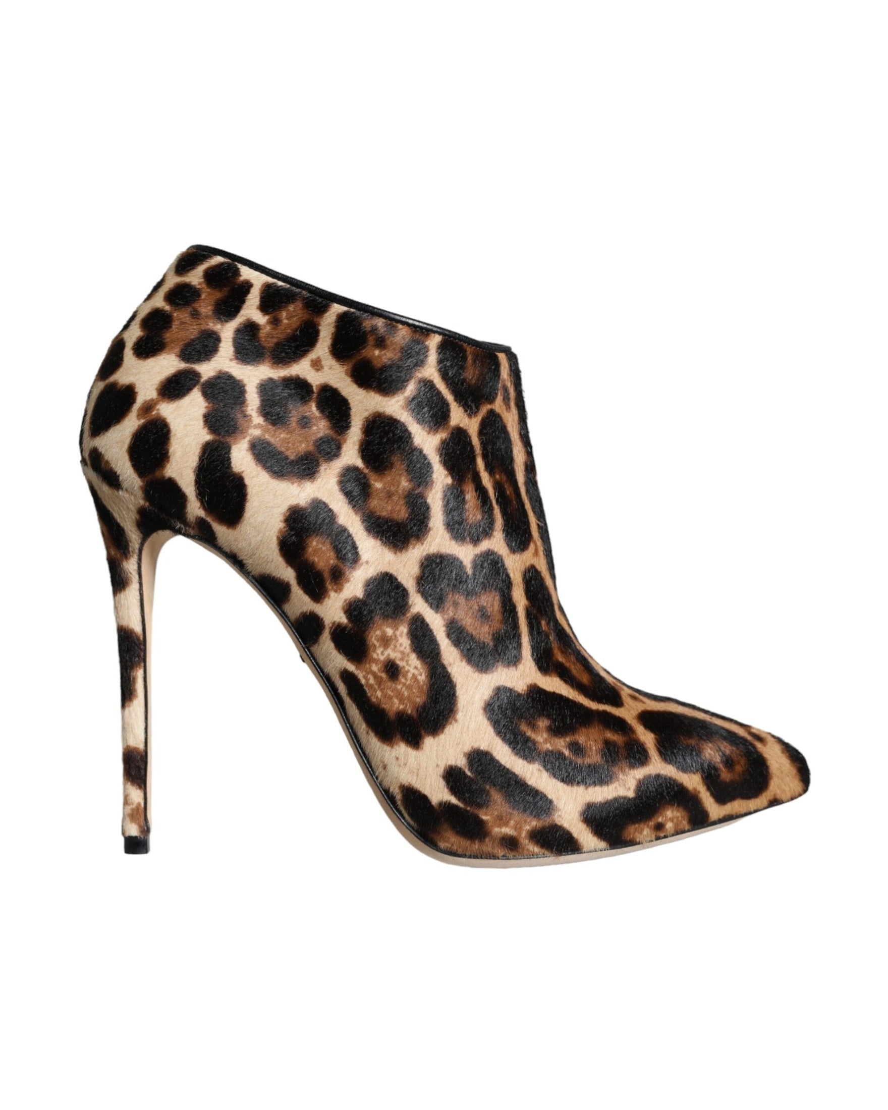 Dolce & Gabbana Brown Leopard Calf Fur Heels Ankle Boots Shoes Glam Steals
