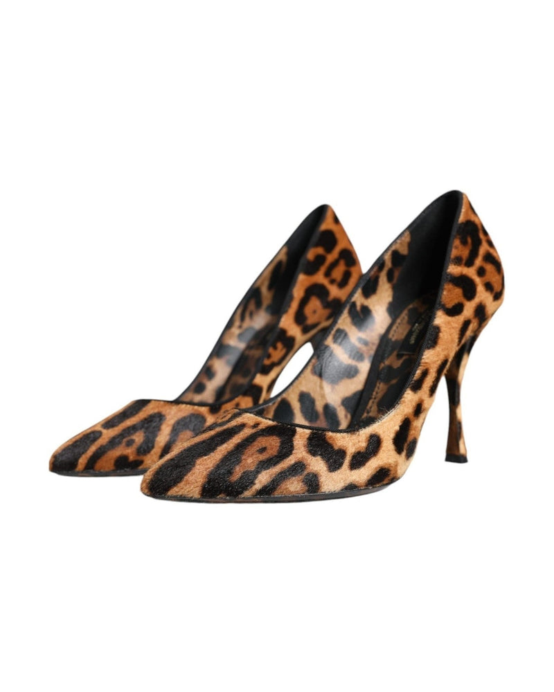 Dolce & Gabbana Brown Leopard Calf Hair Heels Pumps Shoes Glam Steals
