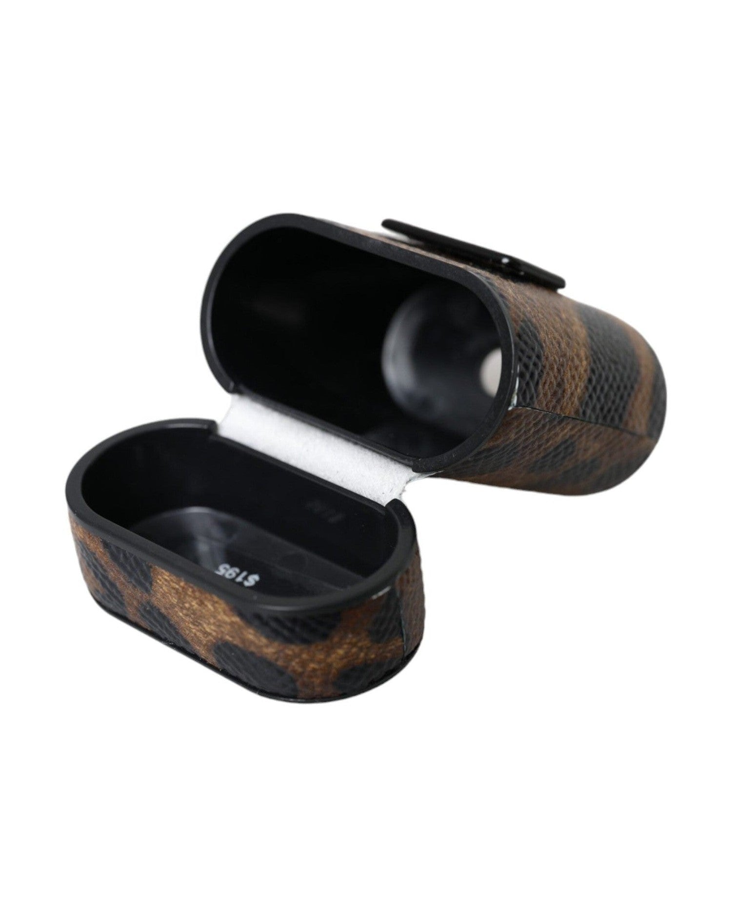 Dolce & Gabbana Leopard Calf Leather Metal Logo Plaque Airpods Brown Case Glam Steals
