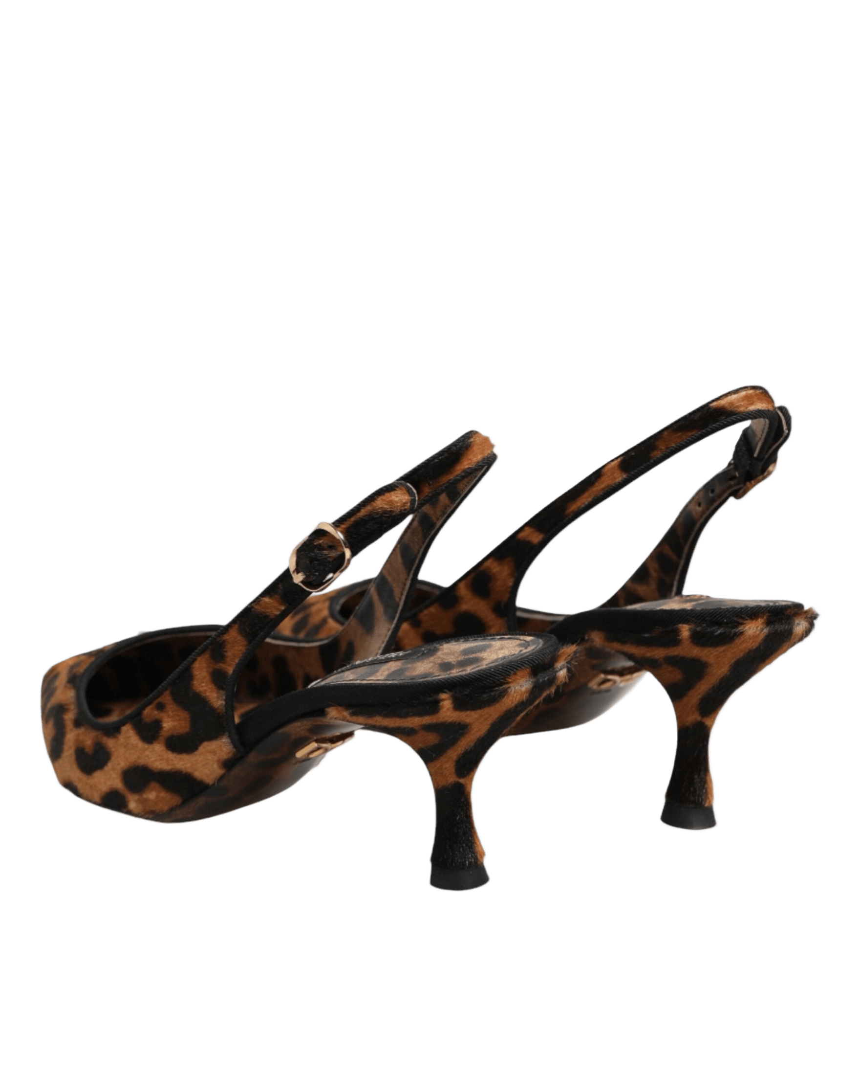 Dolce & Gabbana Brown Leopard Calfskin Fur Slingbacks Shoes Glam Steals