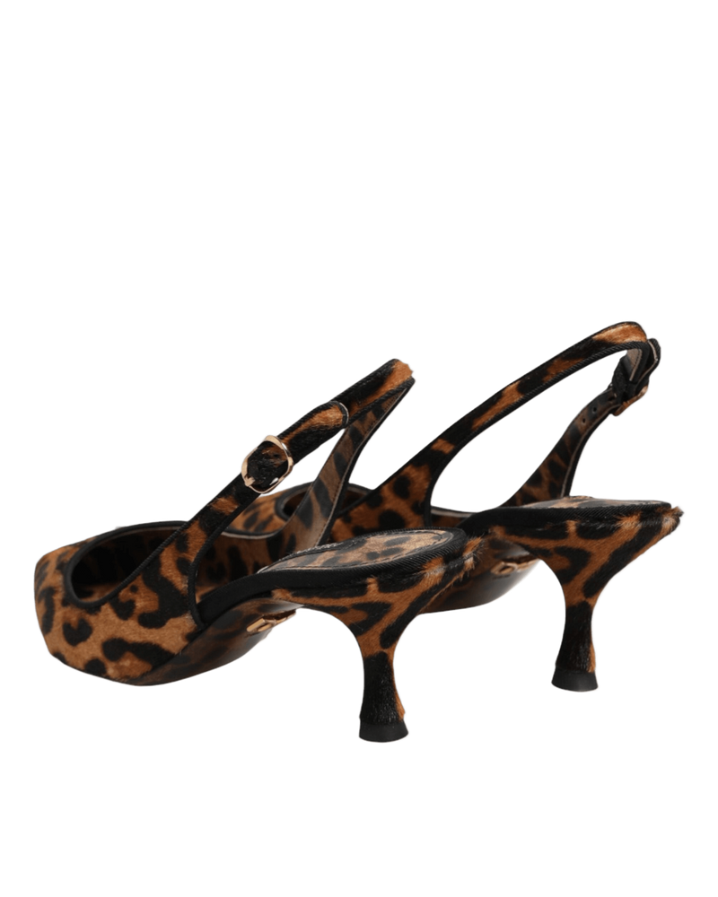 Dolce & Gabbana Brown Leopard Calfskin Fur Slingbacks Shoes Glam Steals