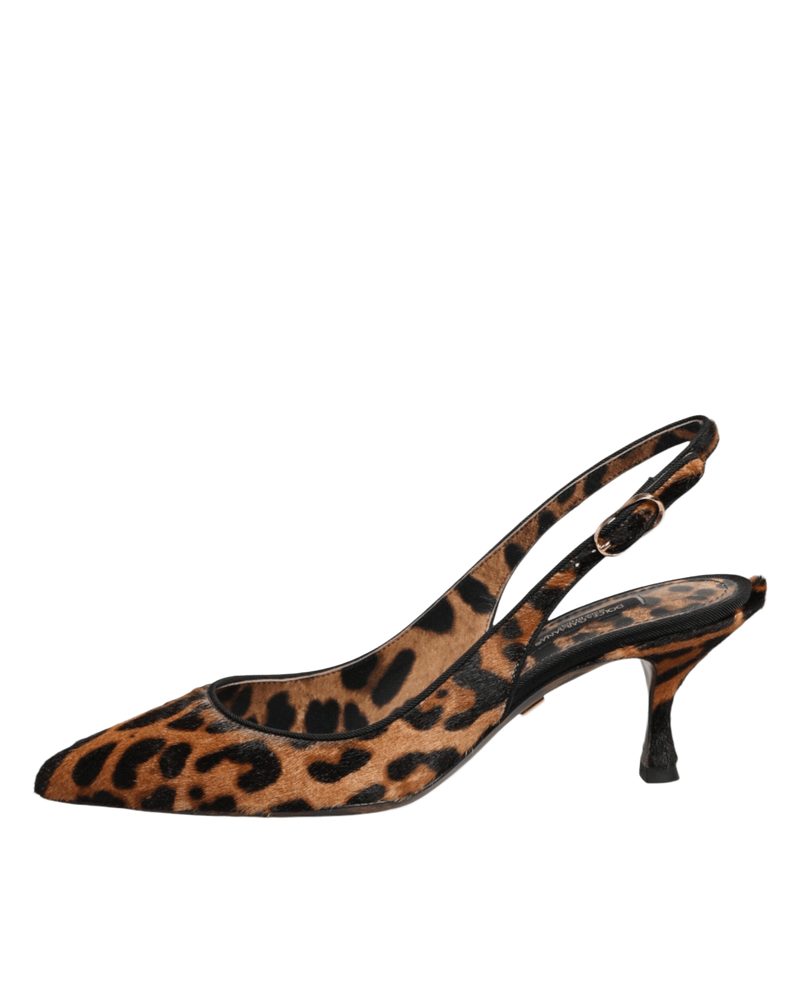 Dolce & Gabbana Brown Leopard Calfskin Fur Slingbacks Shoes Glam Steals