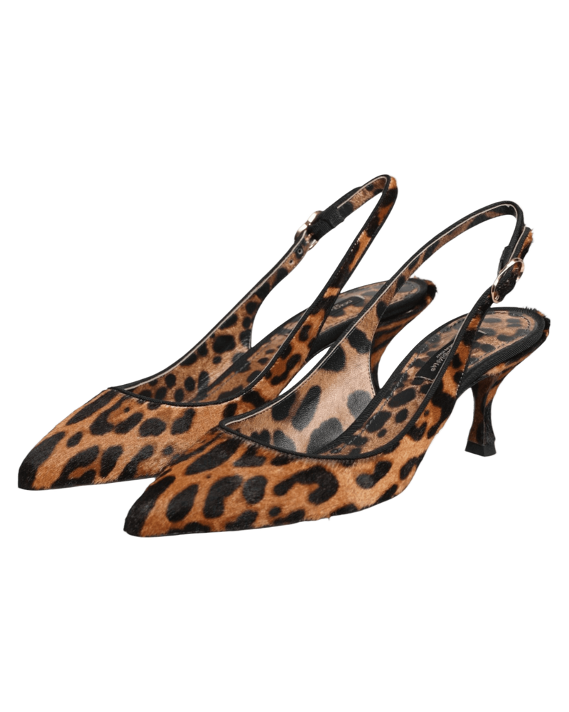 Dolce & Gabbana Brown Leopard Calfskin Fur Slingbacks Shoes Glam Steals