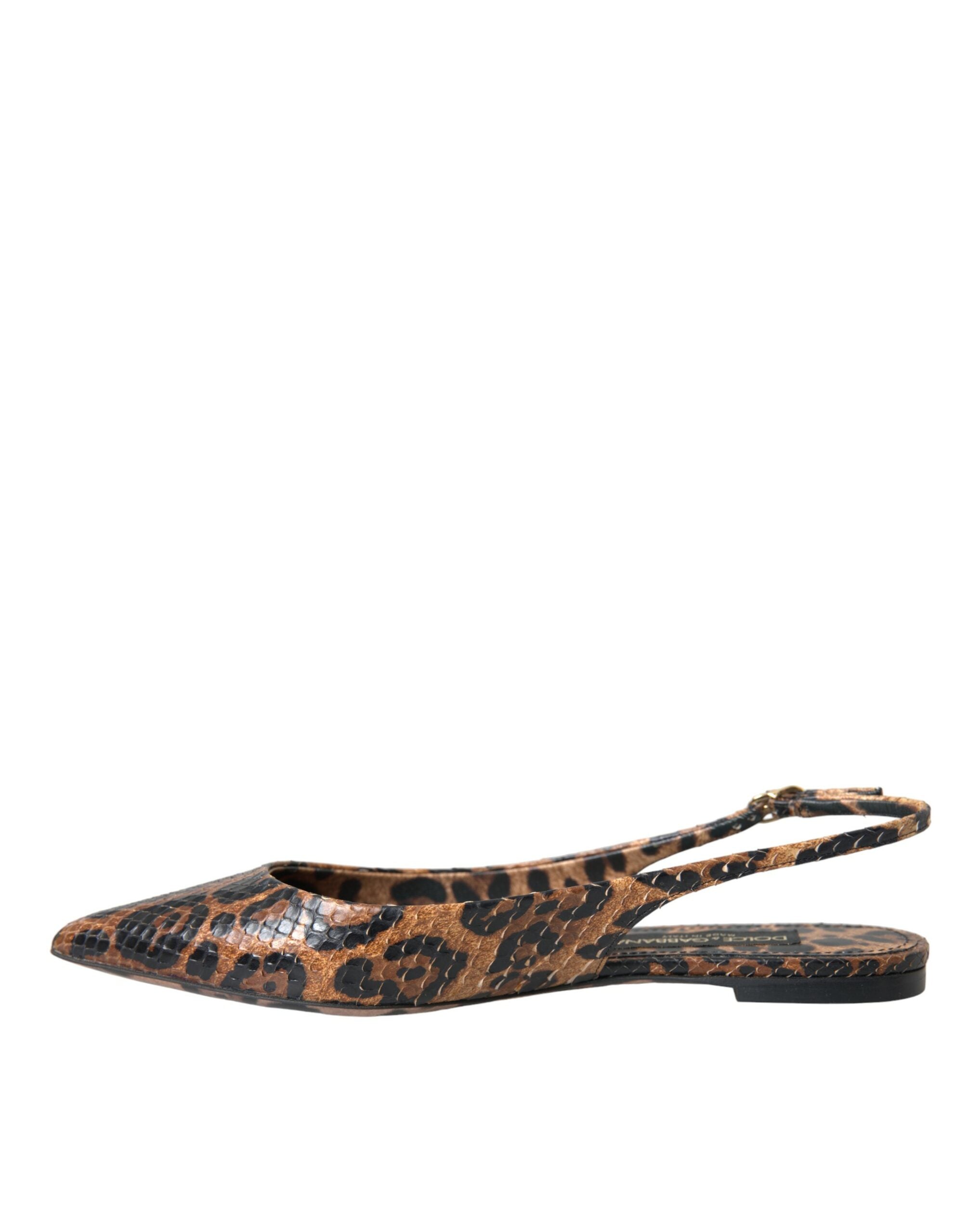 Dolce & Gabbana Brown Leopard Exotic Skin Slingback Shoes Glam Steals
