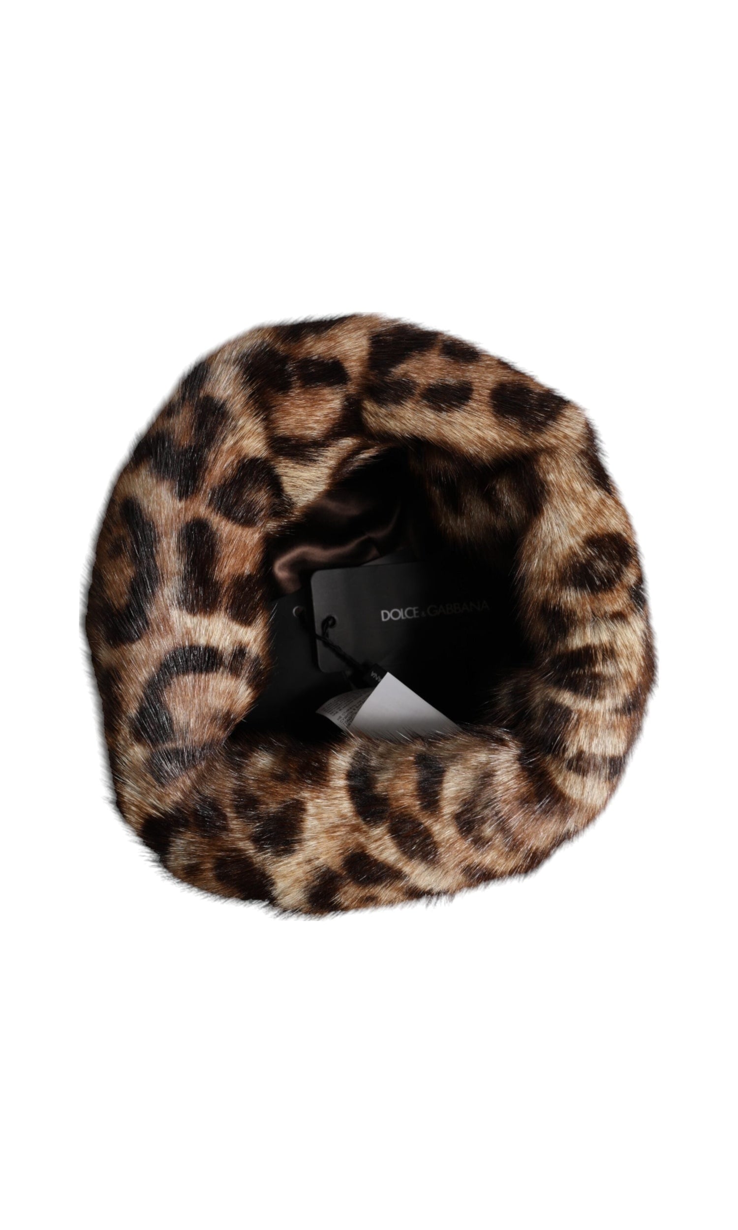 Dolce & Gabbana Brown Leopard Faux Fur Women Bucket Hat Glam Steals