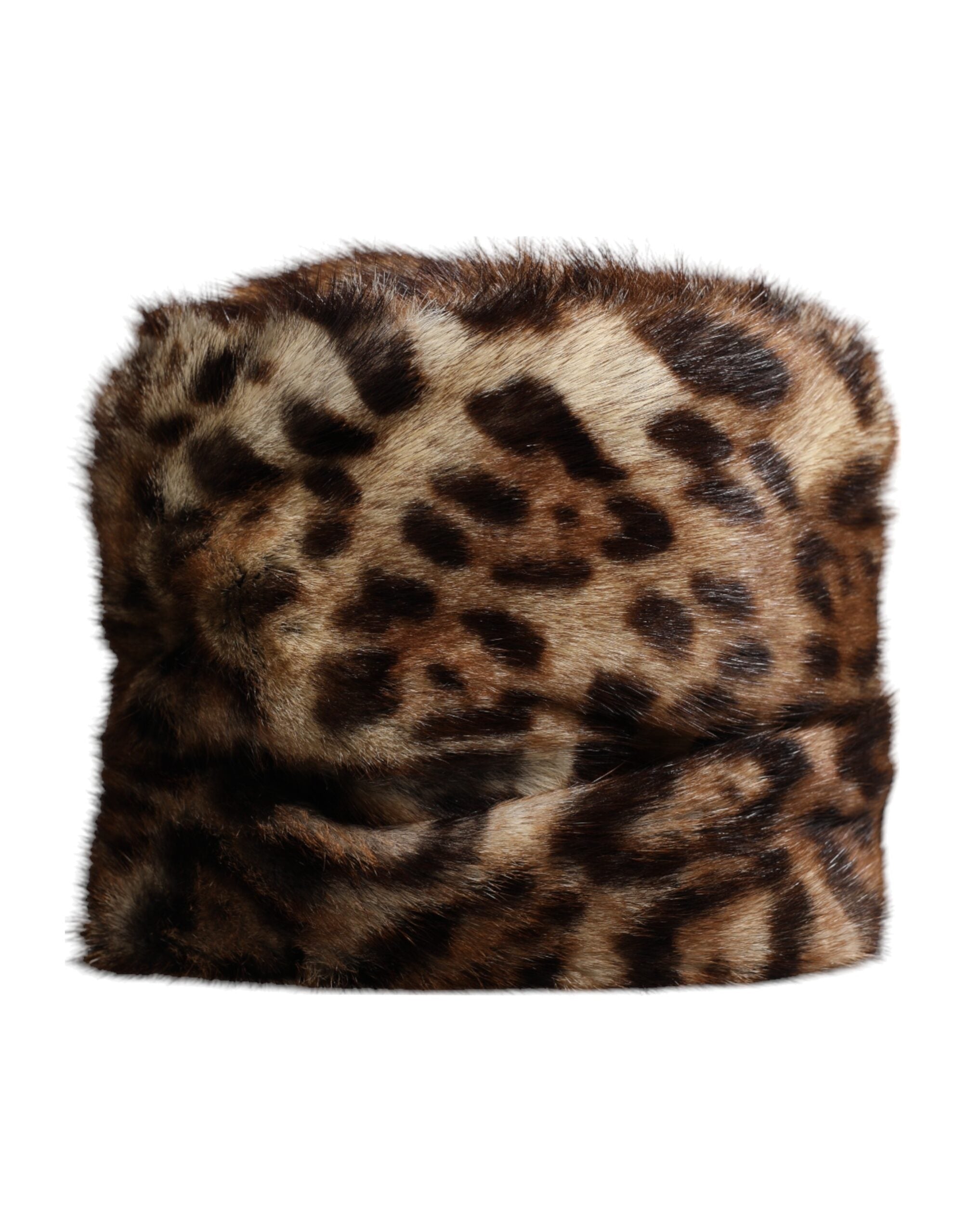 Dolce & Gabbana Brown Leopard Faux Fur Women Bucket Hat Glam Steals