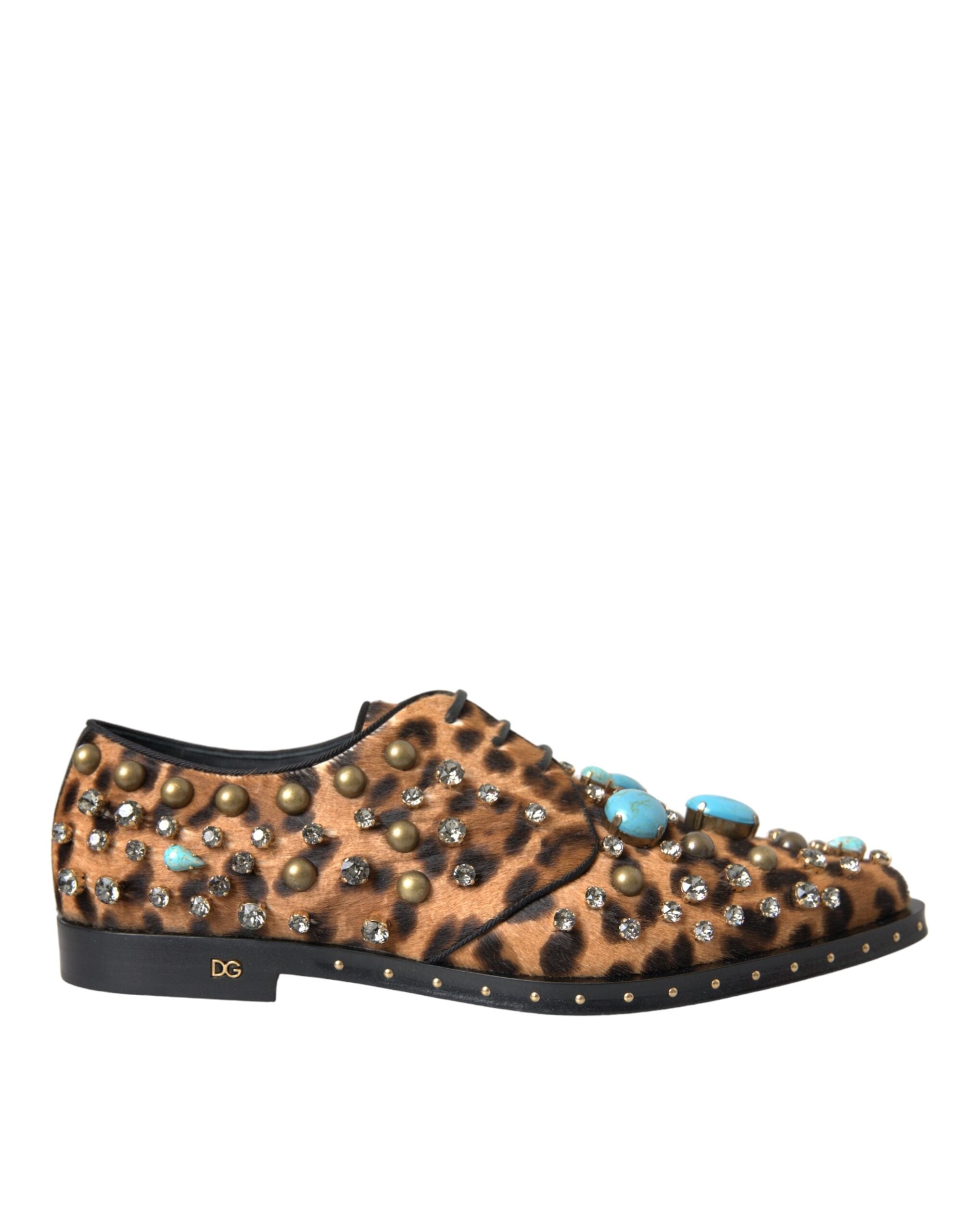 Dolce & Gabbana Brown Leopard Hair Crystal Dress Broque Shoes Glam Steals