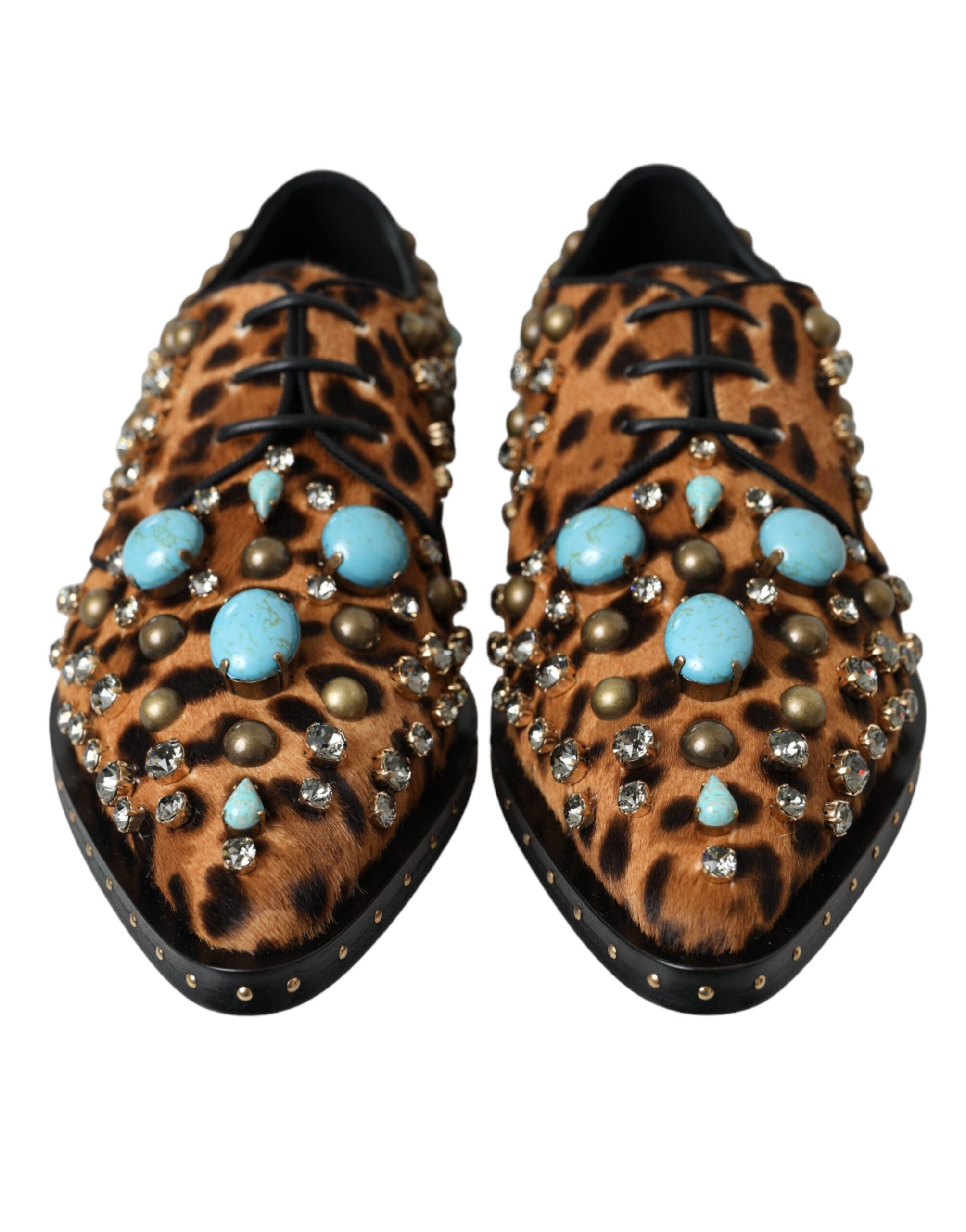 Dolce & Gabbana Brown Leopard Hair Crystal Dress Broque Shoes Glam Steals