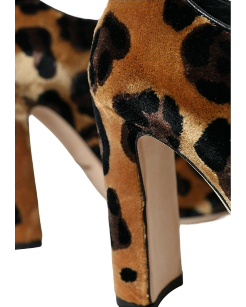 Dolce & Gabbana Brown Leopard Hair Lace Up Booties Shoes Glam Steals