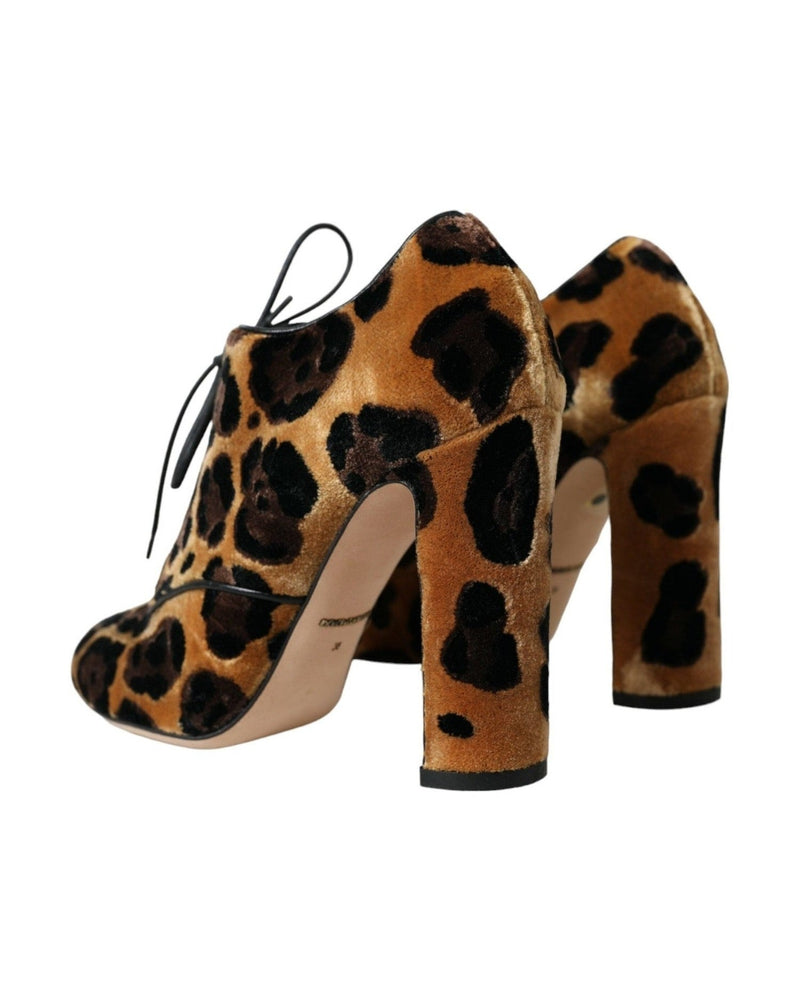 Dolce & Gabbana Brown Leopard Hair Lace Up Booties Shoes Glam Steals