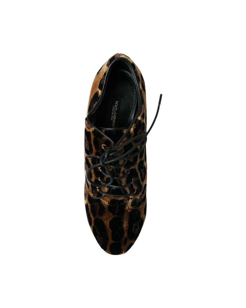 Dolce & Gabbana Brown Leopard Hair Lace Up Booties Shoes Glam Steals