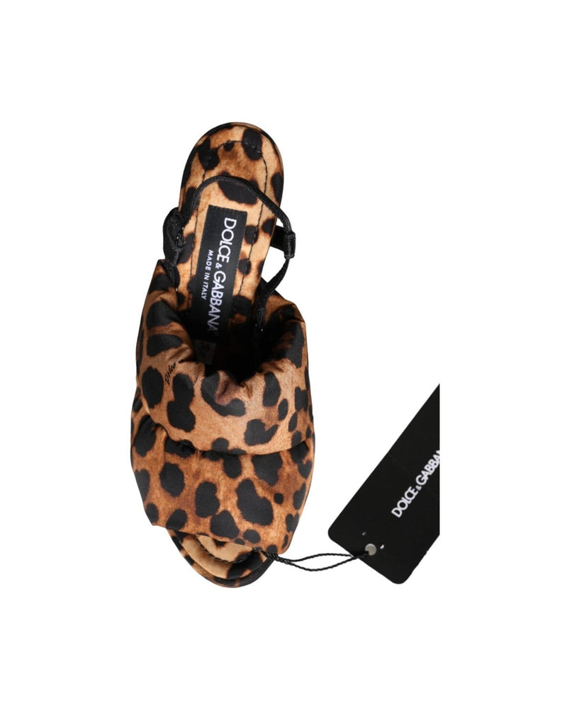 Dolce & Gabbana Brown Leopard Keira Slingback Sandals Shoes Heels