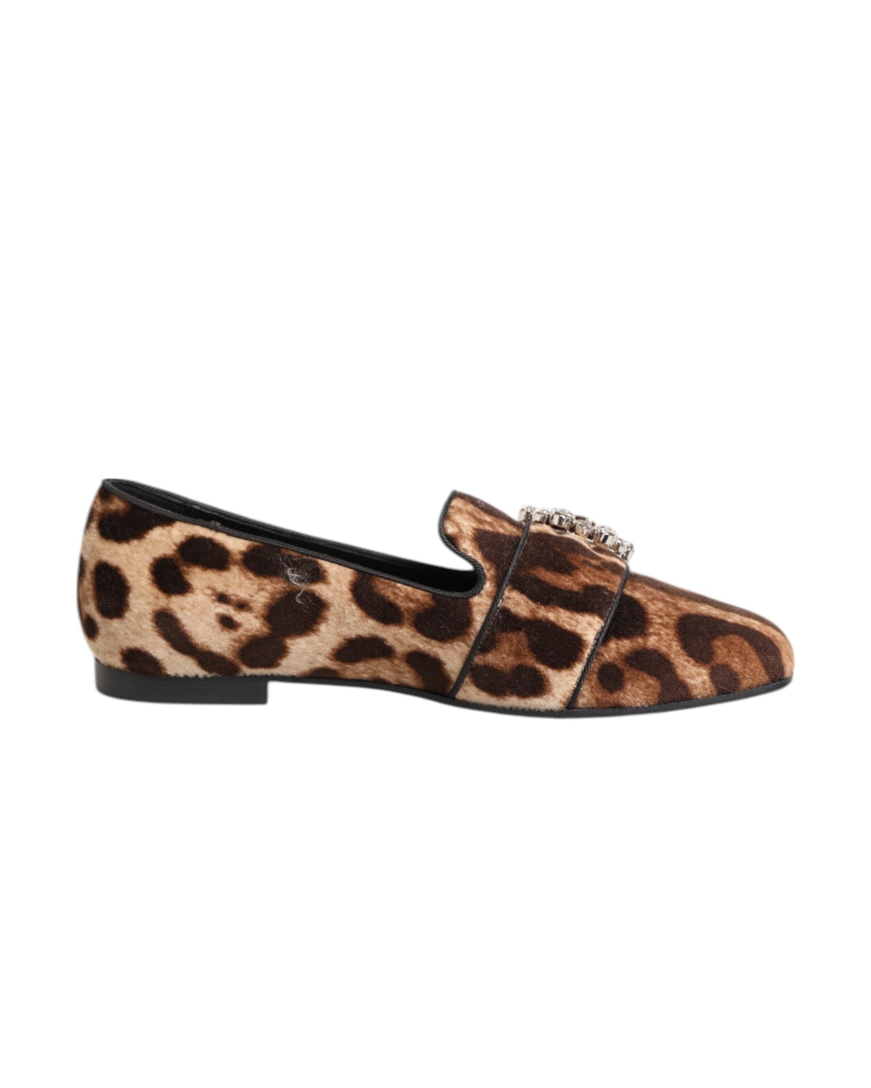 Dolce & Gabbana Brown Leopard Print Crystals Loafers Flats Shoes Glam Steals