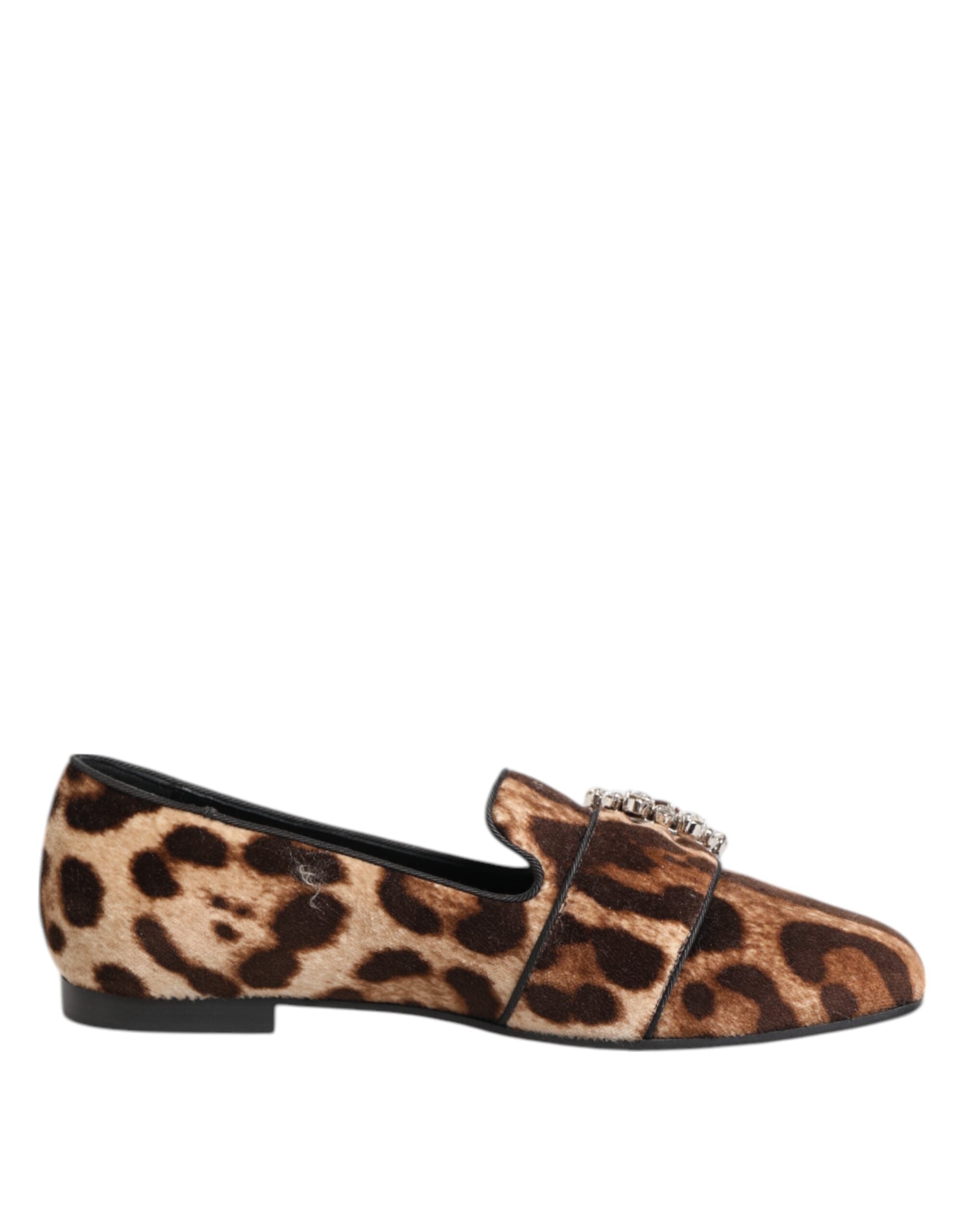 Dolce & Gabbana Brown Leopard Print Crystals Loafers Flats Shoes Glam Steals