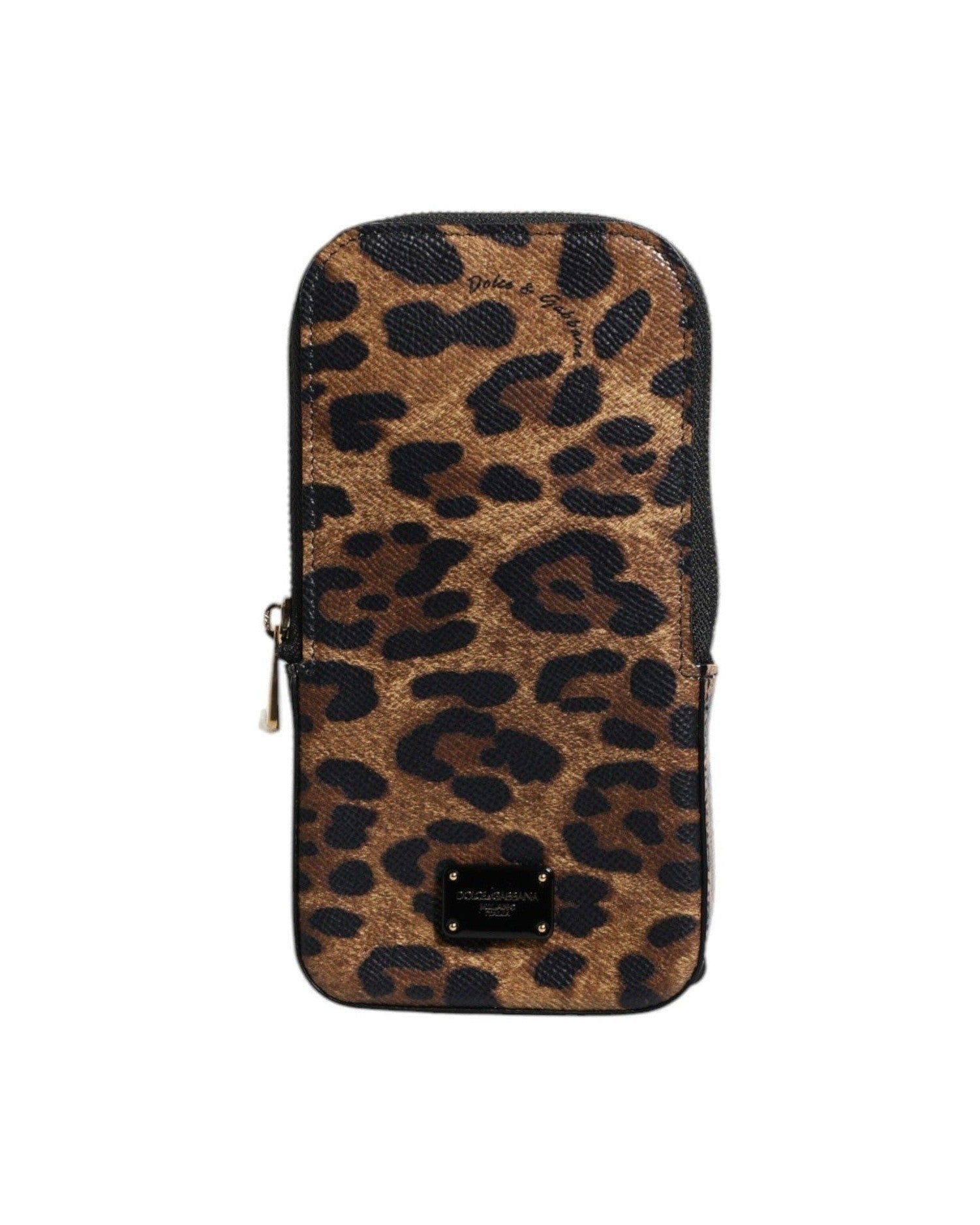 Dolce & Gabbana Leopard Print Dauphine Leather Zip Around Brown Wallet Glam Steals