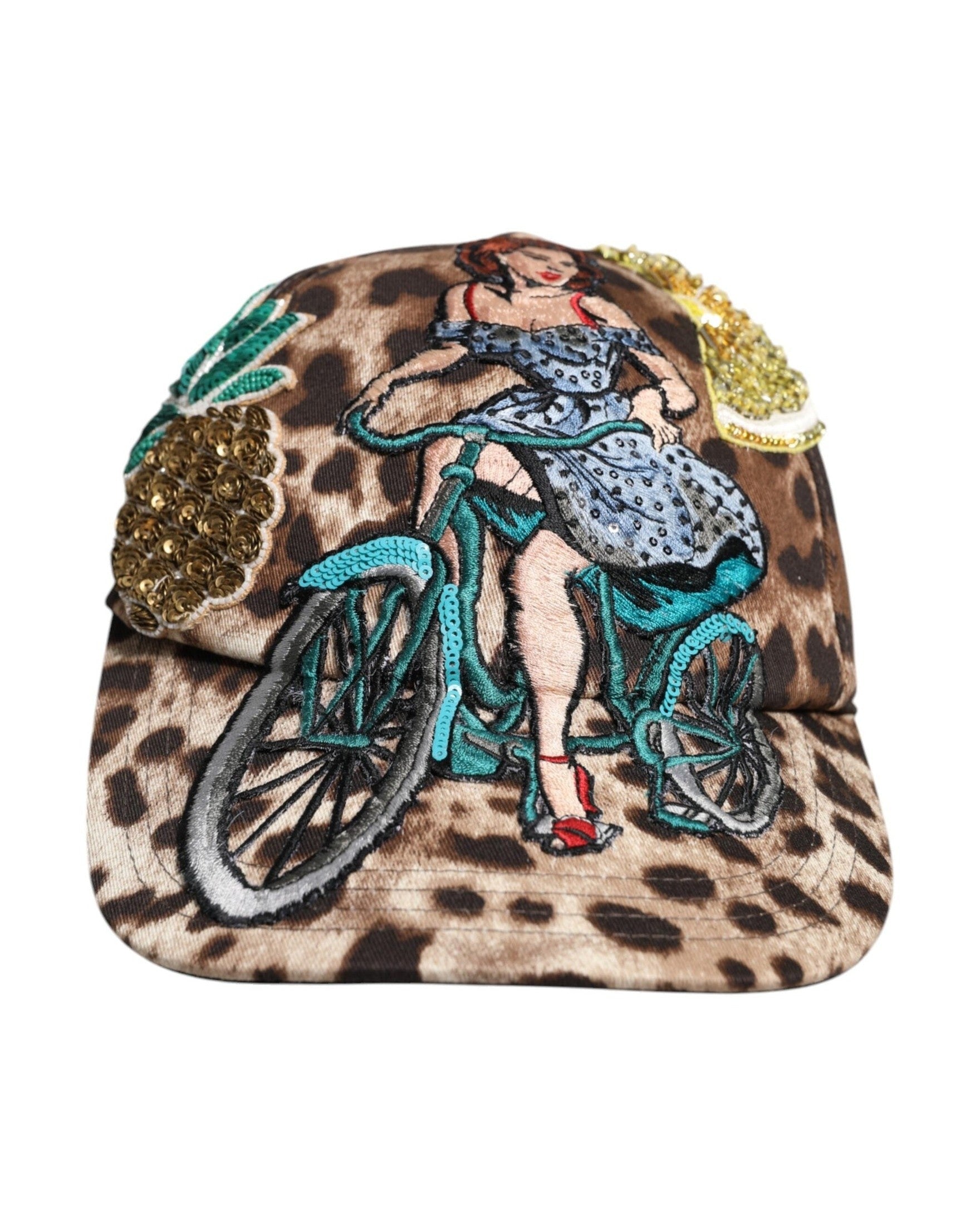 Dolce & Gabbana Brown Leopard Sequin Sicily Baseball Cap Glam Steals