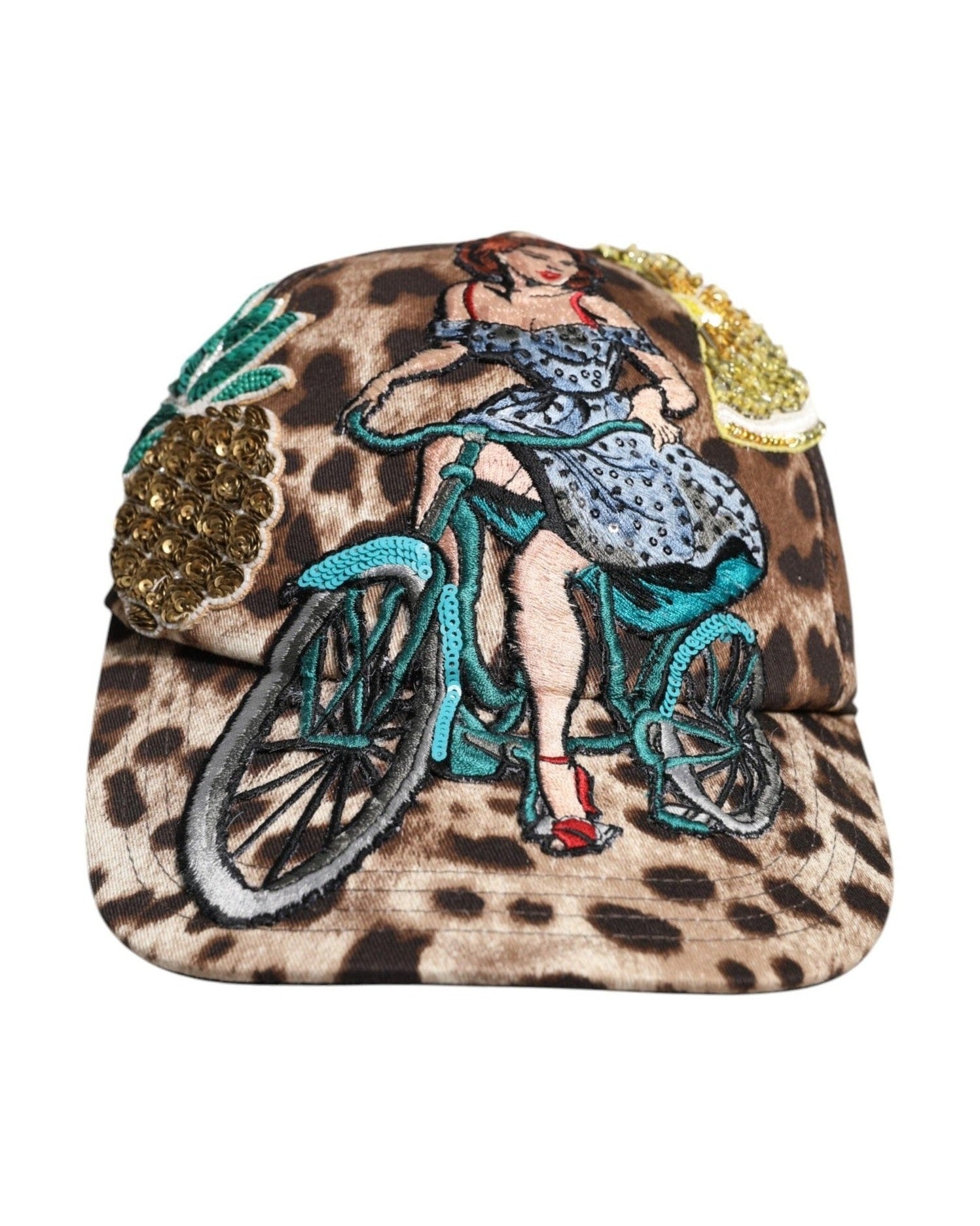 Dolce & Gabbana Brown Leopard Sequin Sicily Baseball Cap Glam Steals