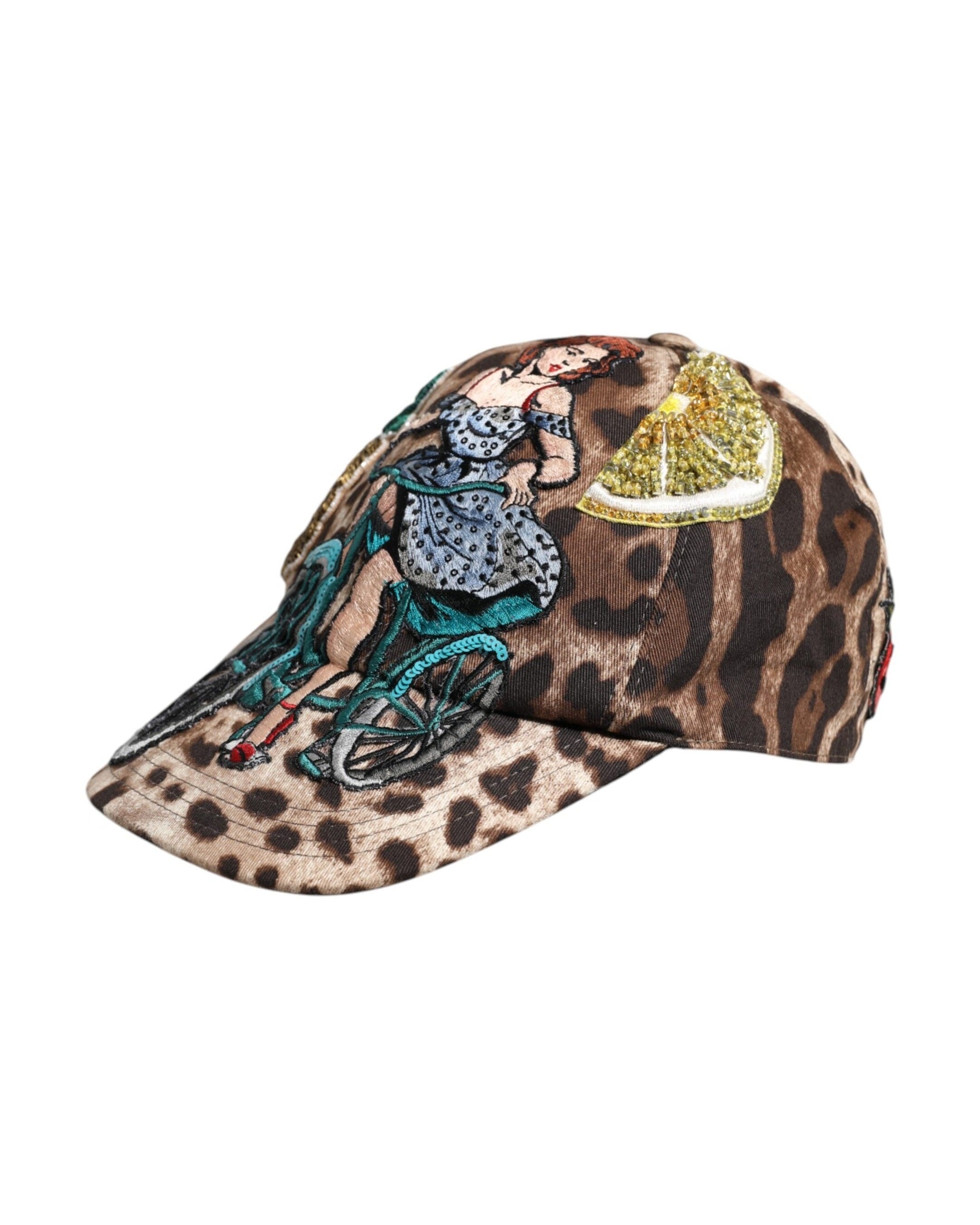 Dolce & Gabbana Brown Leopard Sequin Sicily Baseball Cap Glam Steals