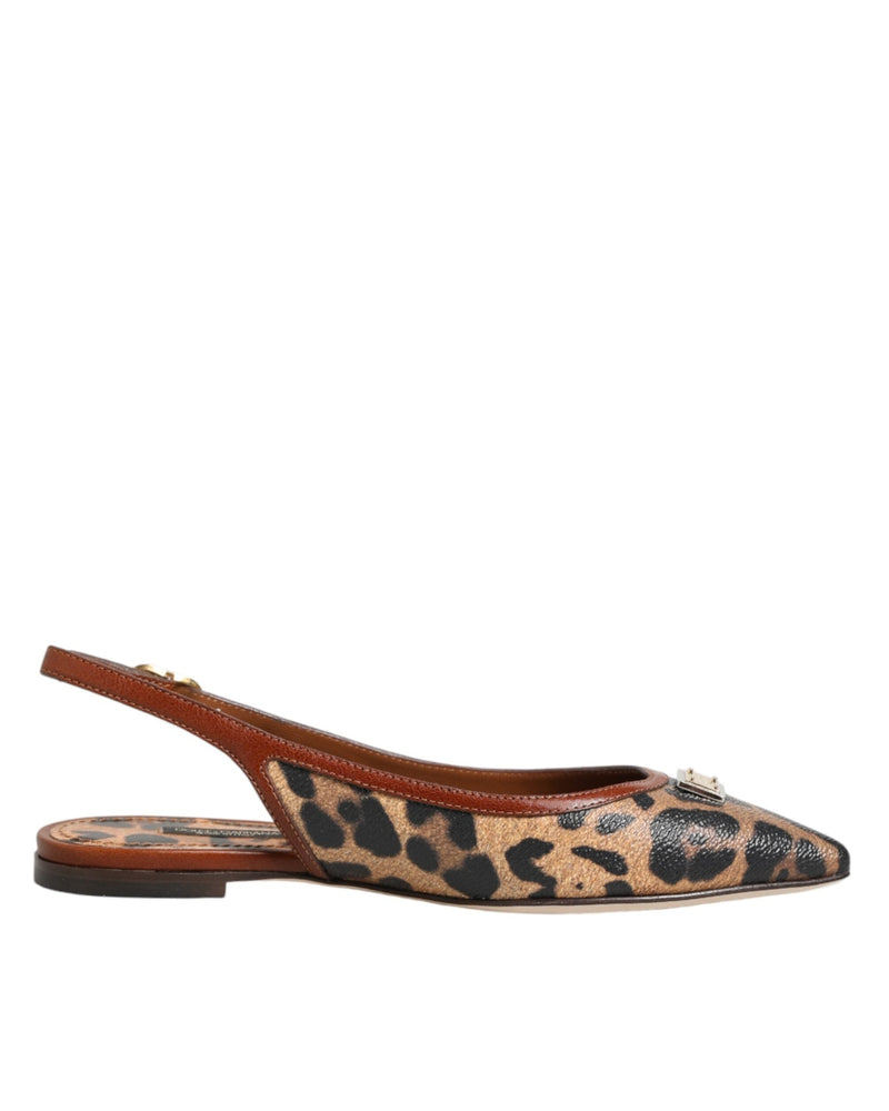 Dolce & Gabbana Brown Leopard Slingback Flats Sandals Shoes Glam Steals
