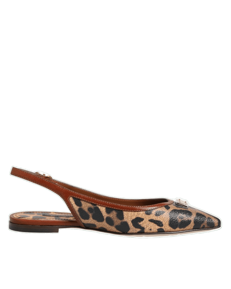Dolce & Gabbana Brown Leopard Slingback Flats Sandals Shoes Glam Steals