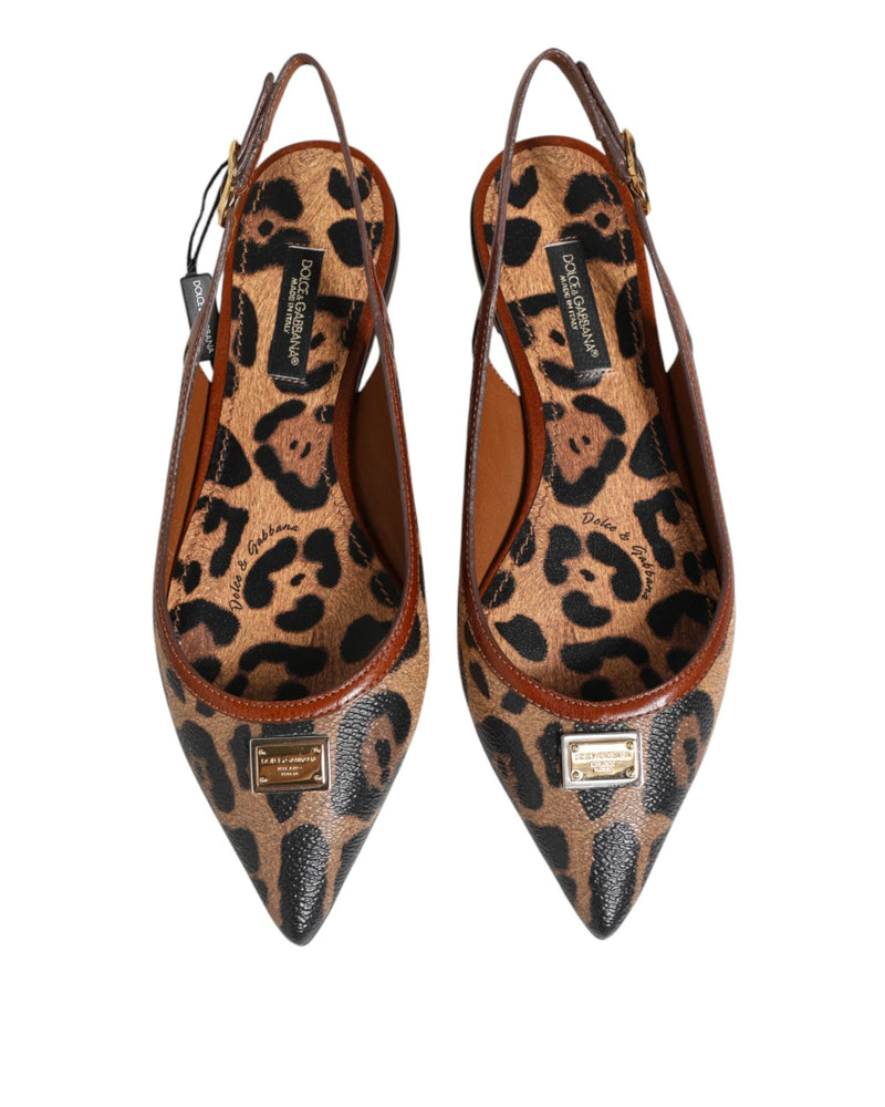 Dolce & Gabbana Brown Leopard Slingback Flats Sandals Shoes Glam Steals