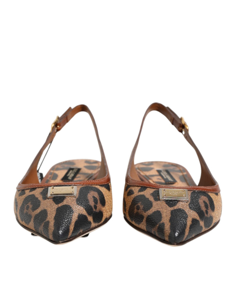 Dolce & Gabbana Brown Leopard Slingback Flats Sandals Shoes Glam Steals