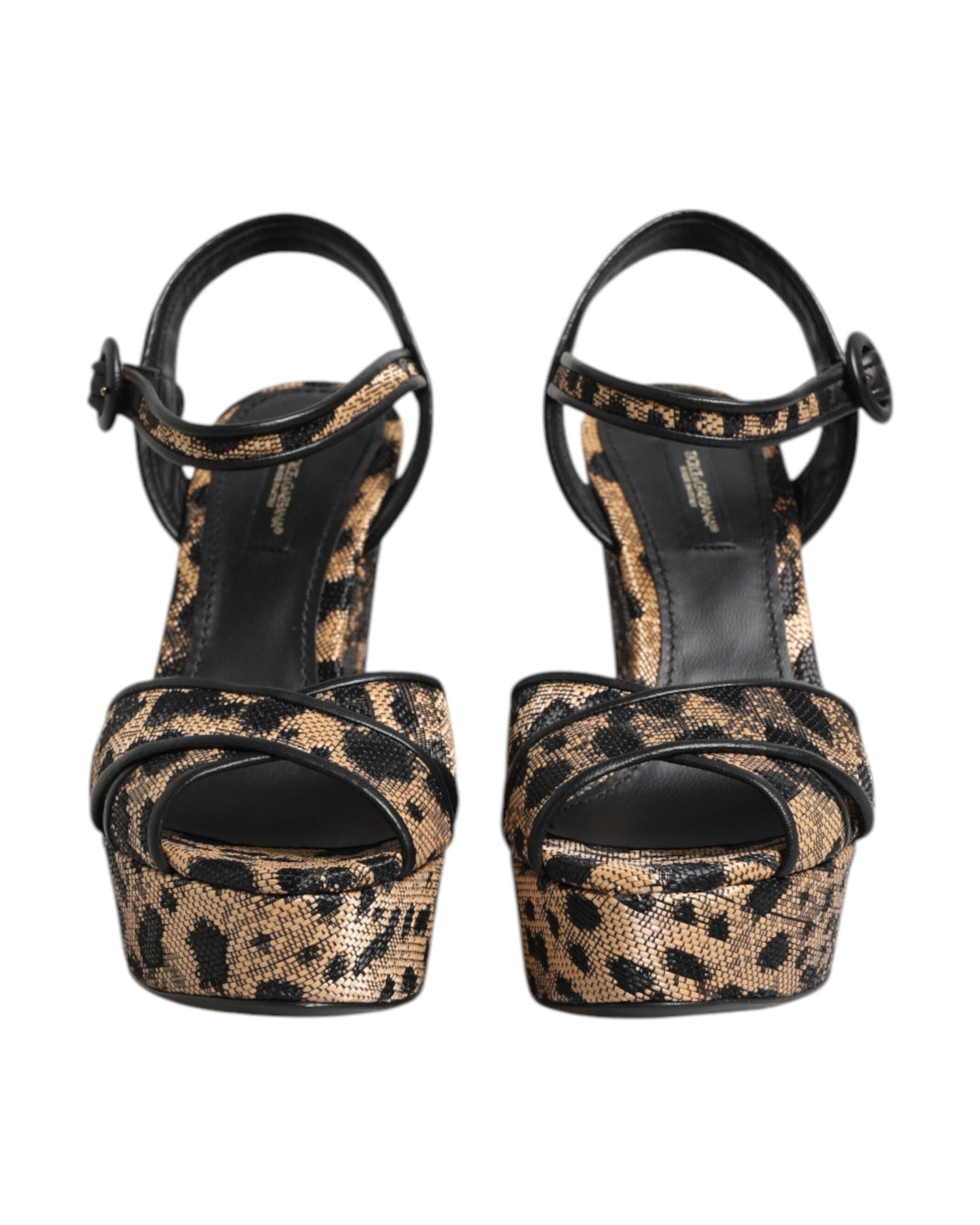 Dolce & Gabbana Brown Leopard Wedges Ankle Strap Sandals Shoes Glam Steals