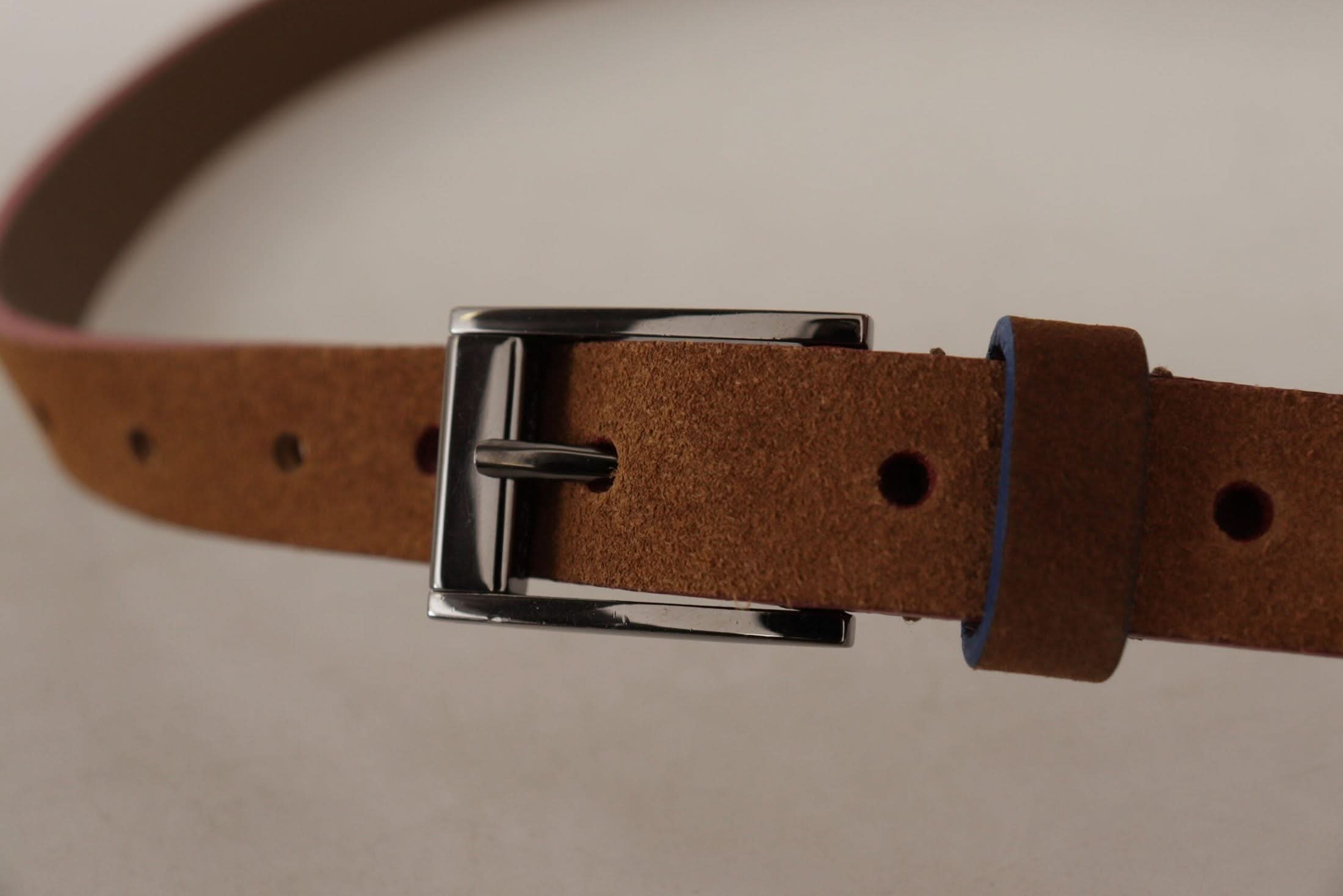 Dolce & Gabbana Brown Logo Engraved Metal Waist Buckle Belt Belts